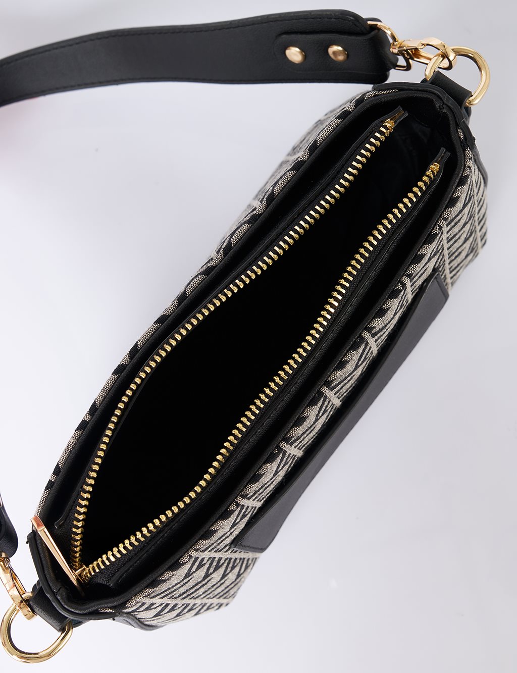 Monogram Pattern Hobo Bag Black