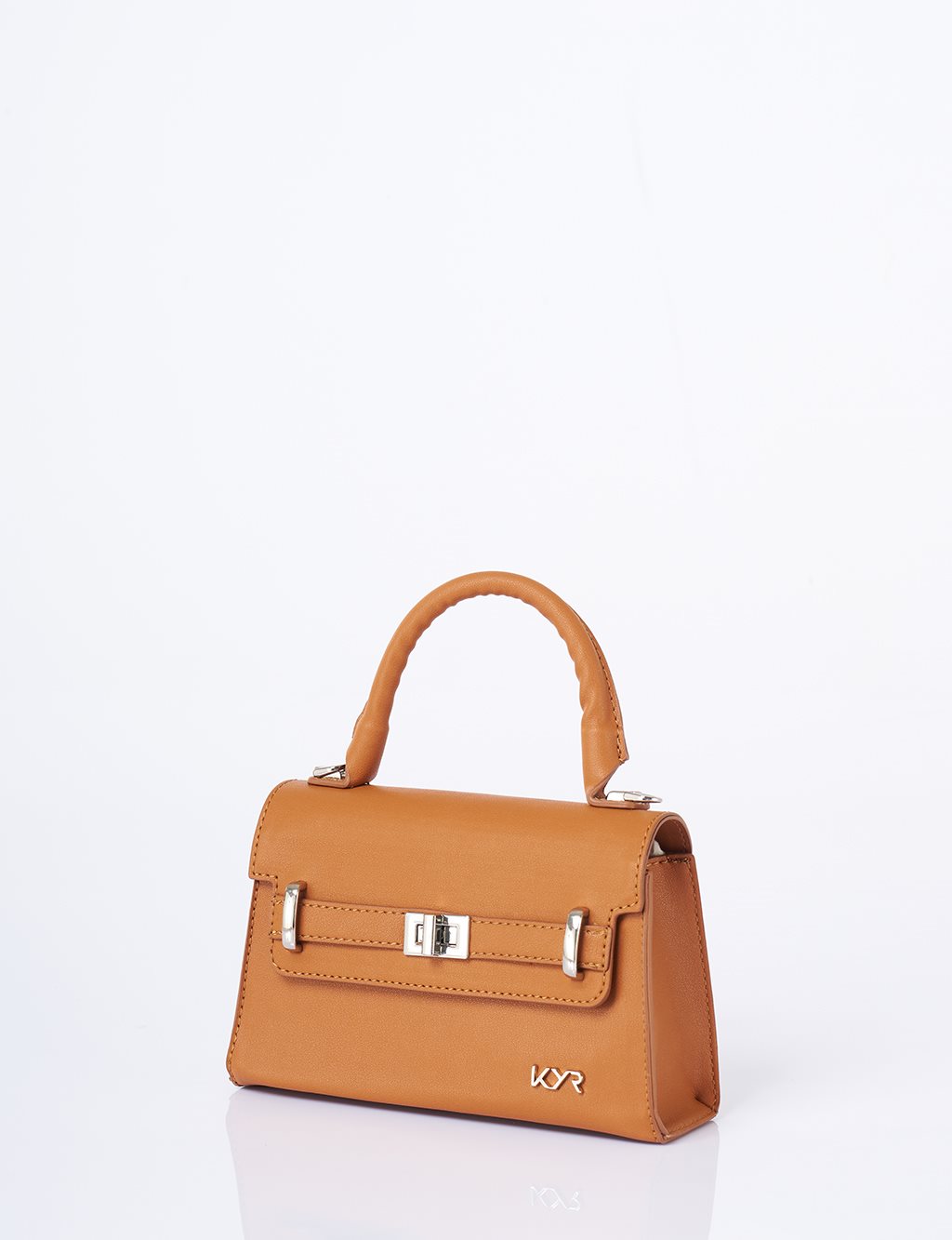 Flap Mini Faux Leather Handbag Camel