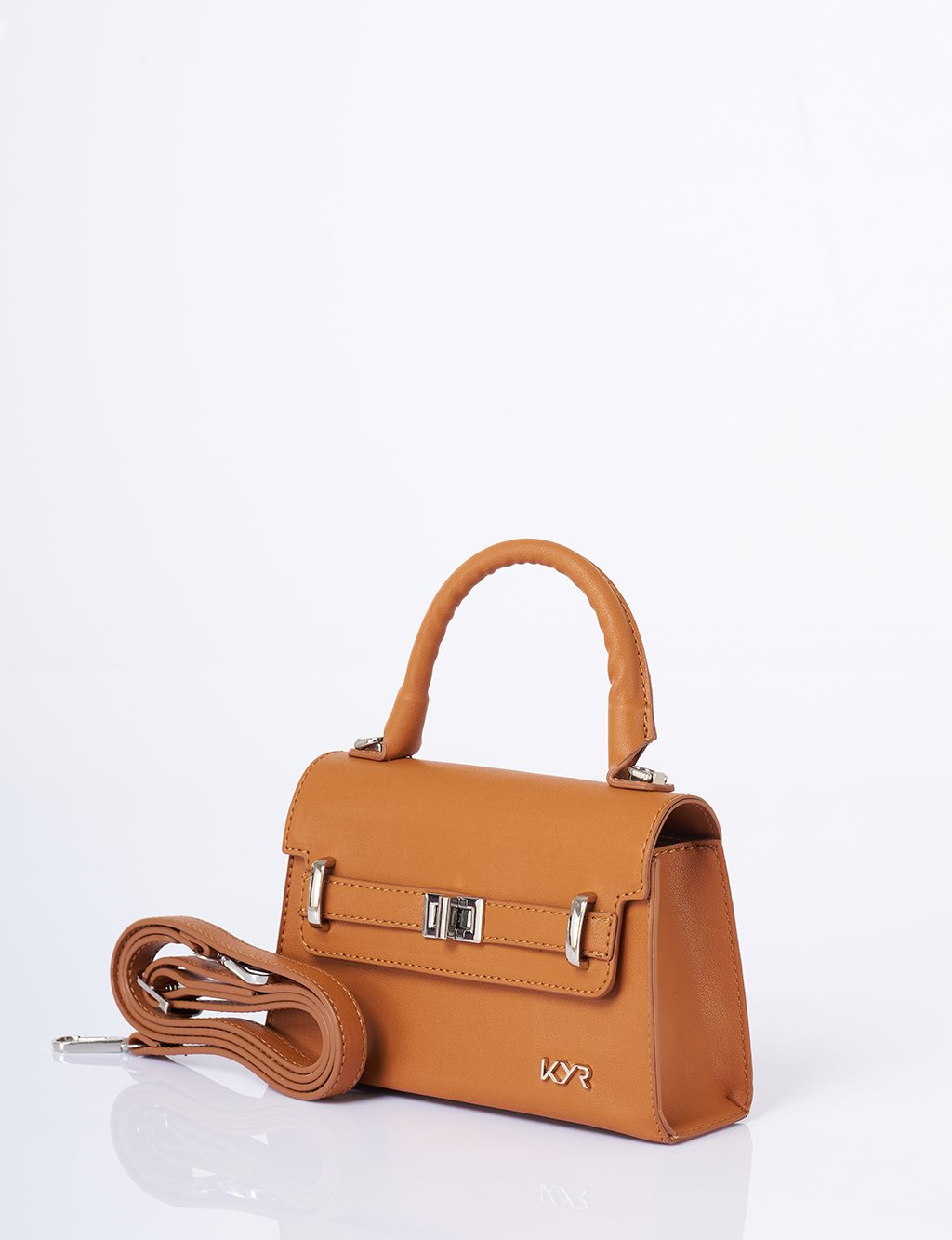Flap Mini Faux Leather Handbag Camel