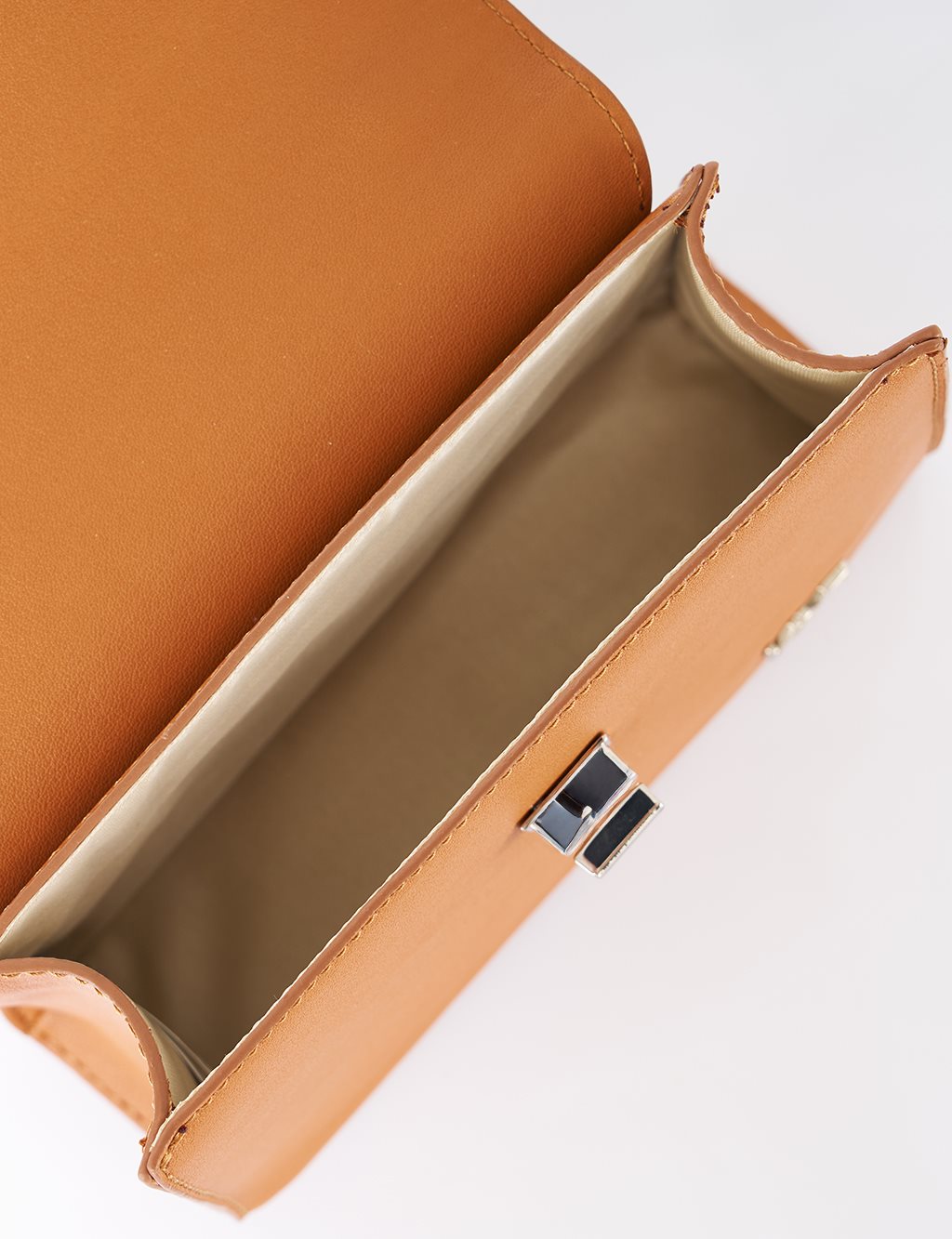 Flap Mini Faux Leather Handbag Camel