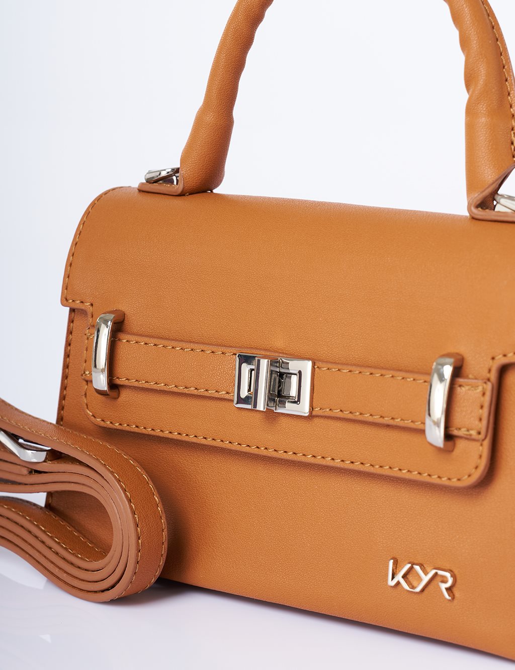 Flap Mini Faux Leather Handbag Camel