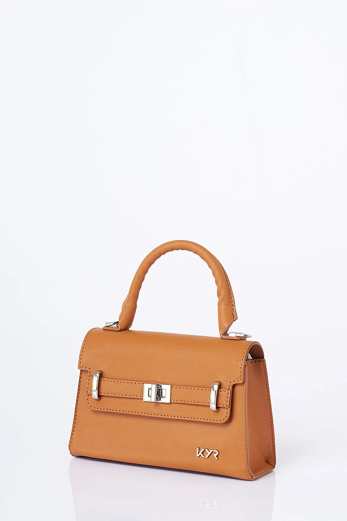 Flap Mini Faux Leather Handbag Camel