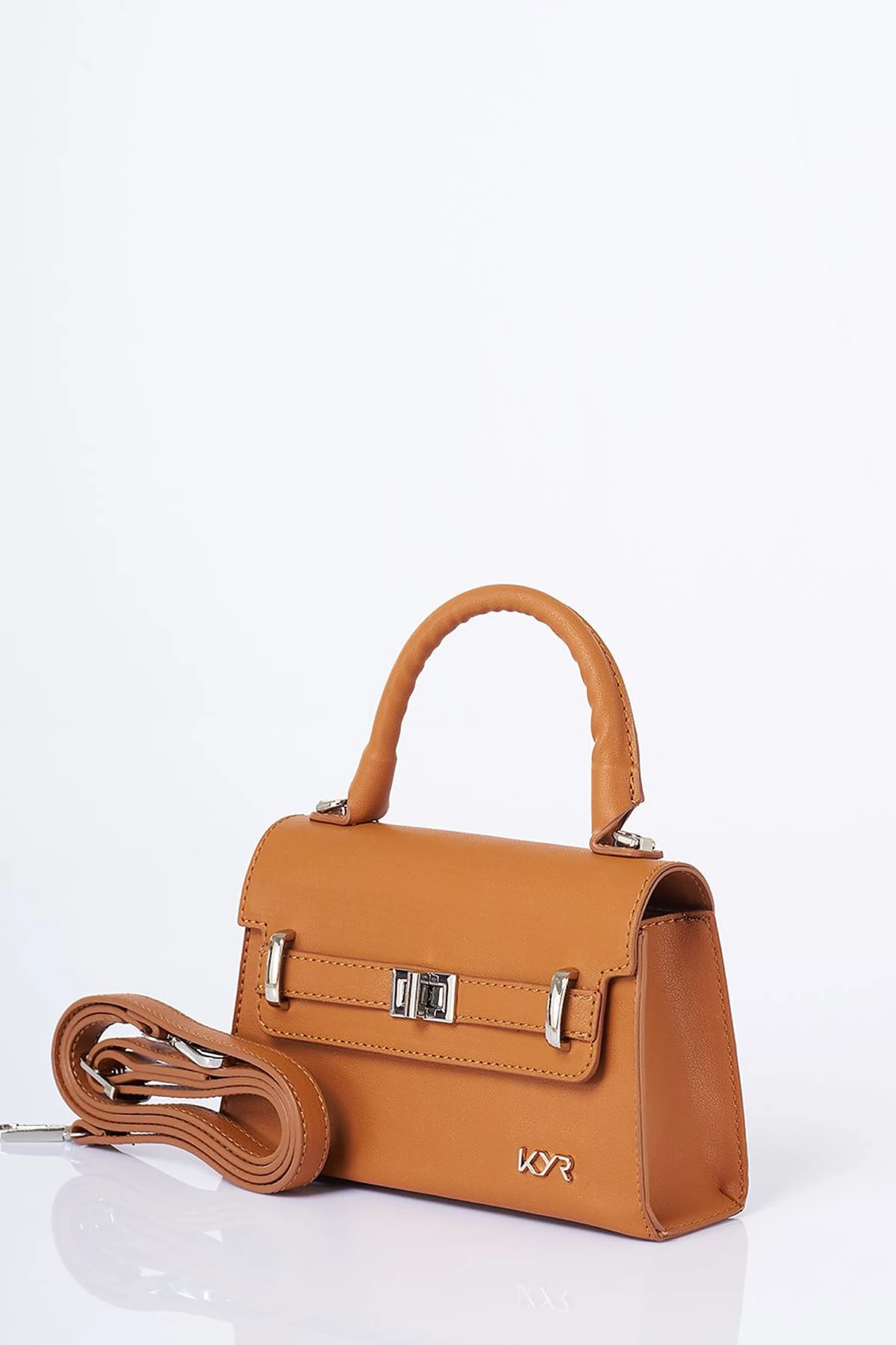 Flap Mini Faux Leather Handbag Camel