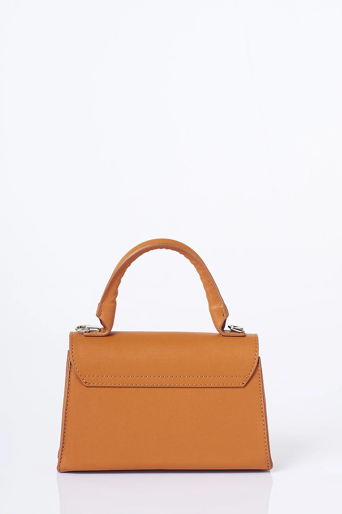 Flap Mini Faux Leather Handbag Camel