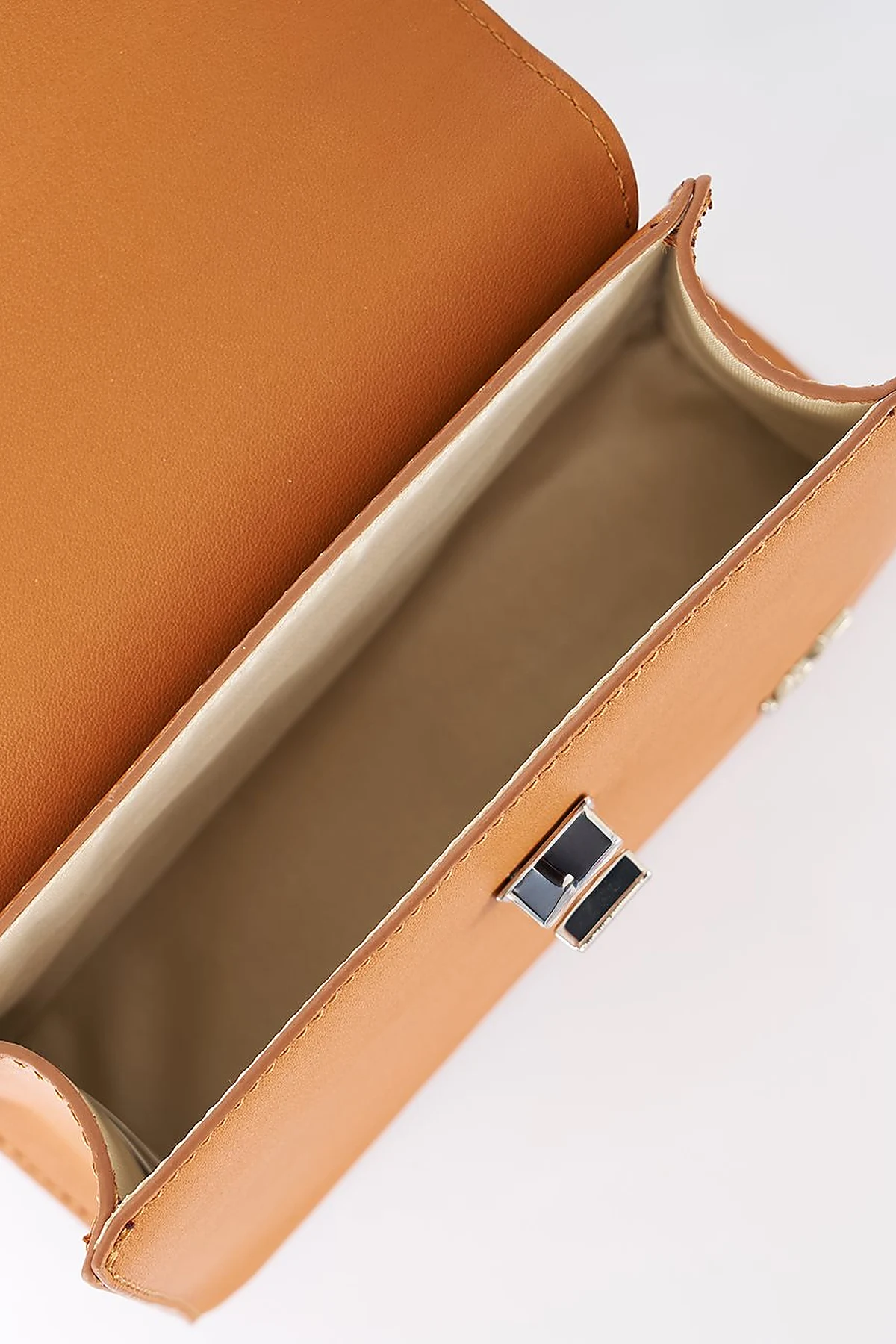 Flap Mini Faux Leather Handbag Camel
