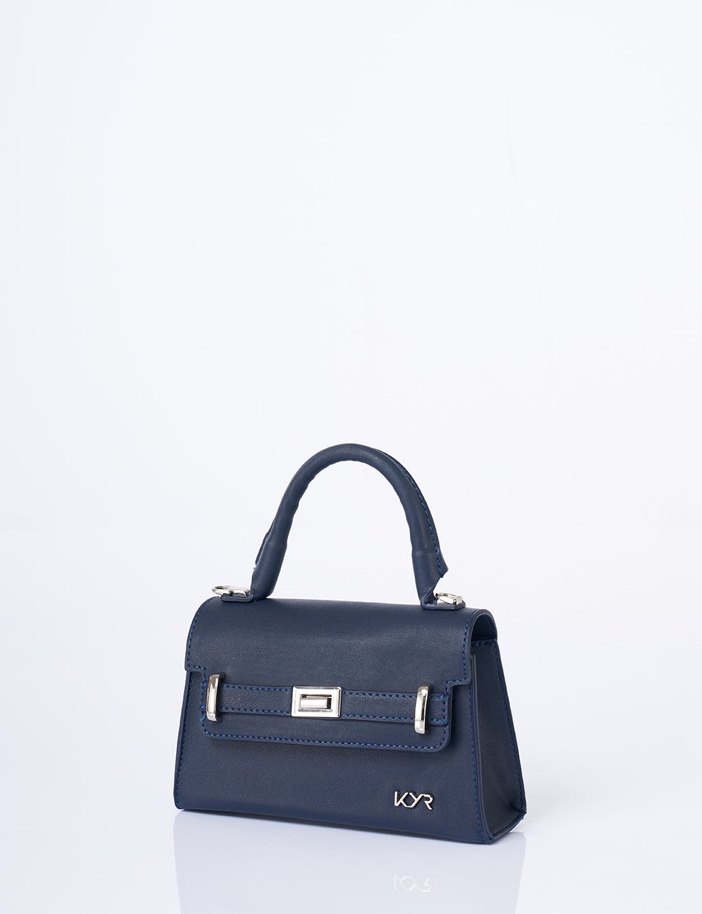 Flap Mini Faux Leather Handbag Navy