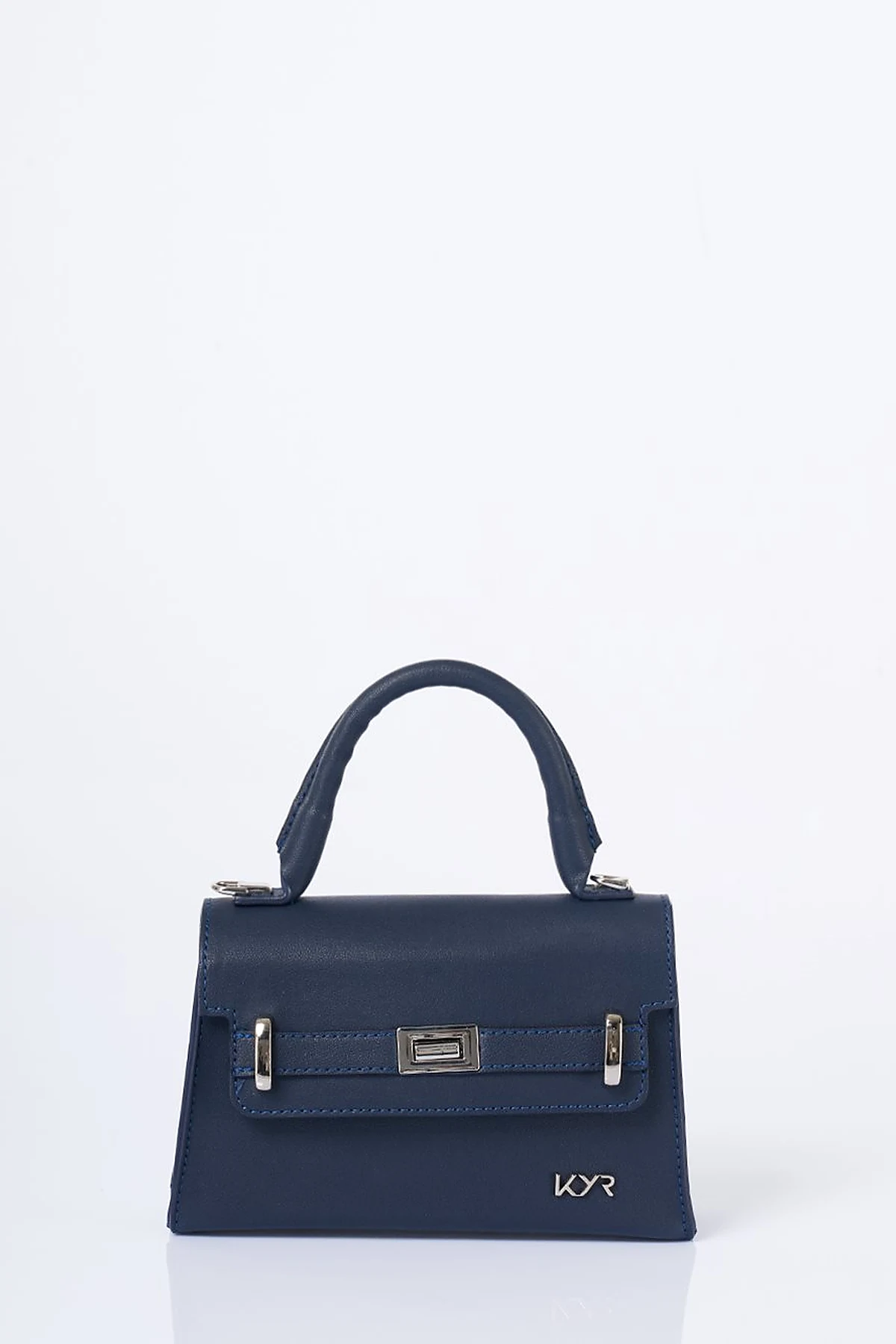Flap Mini Faux Leather Handbag Navy