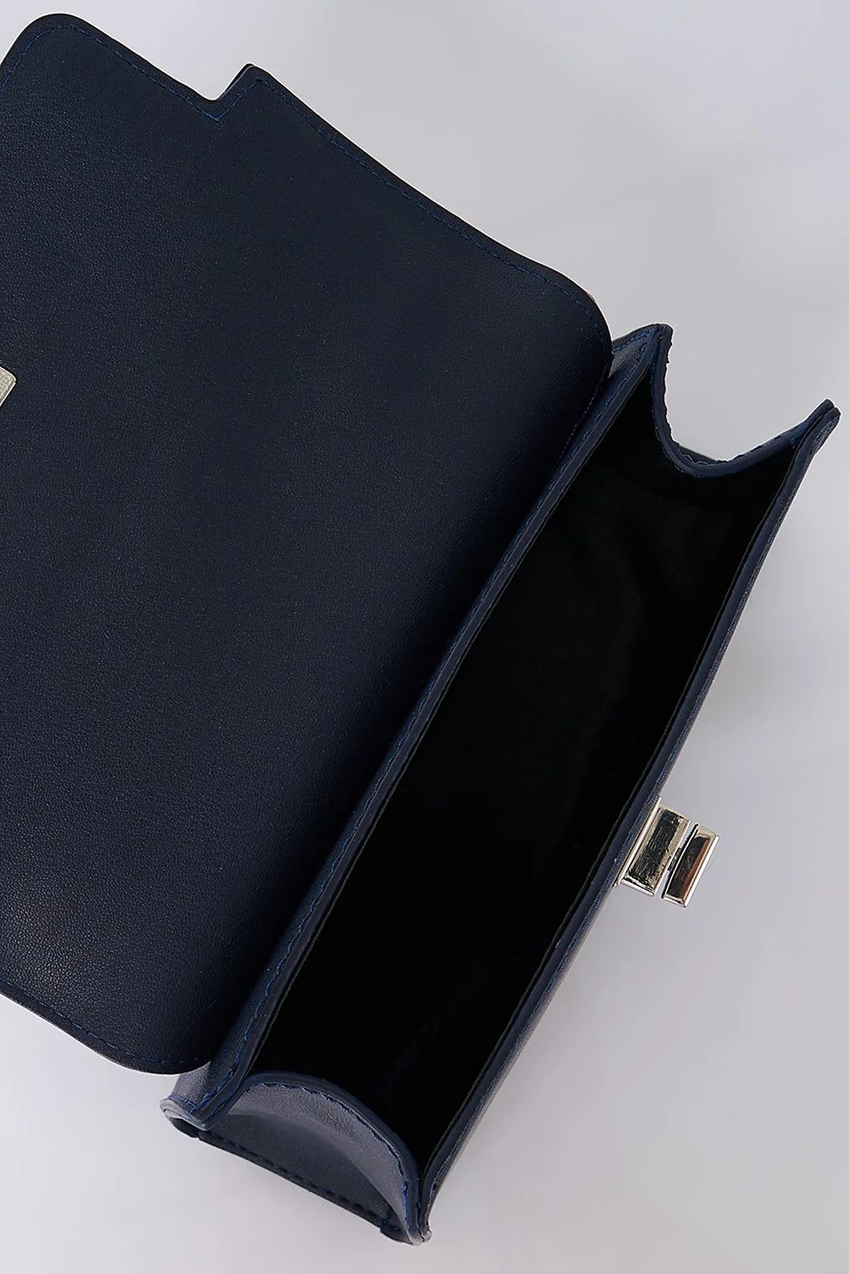 Flap Mini Faux Leather Handbag Navy