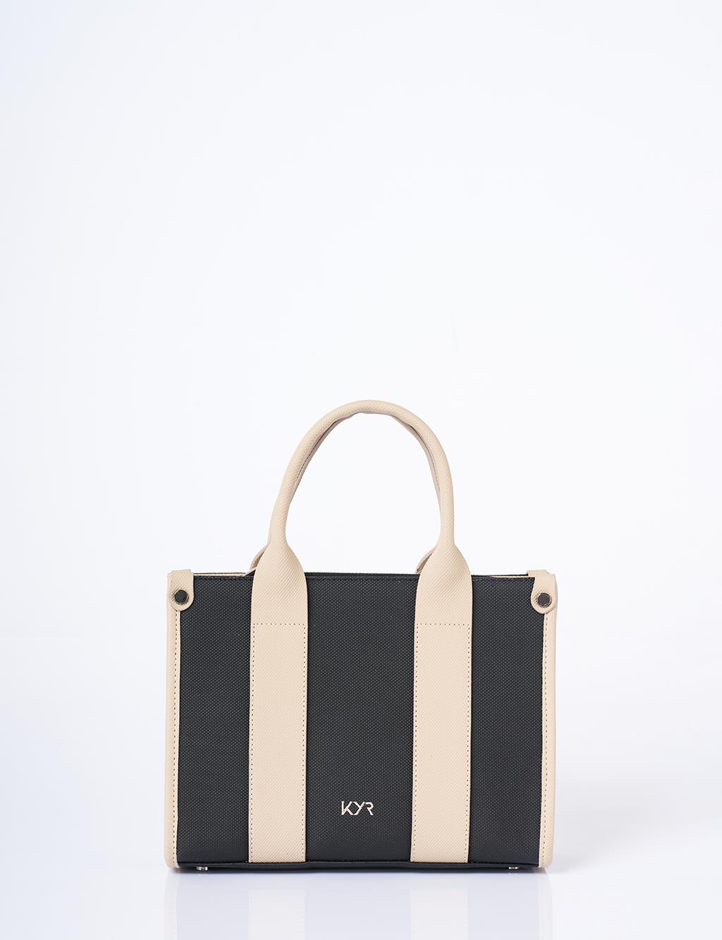 Logo Detailed Tote Bag Black Taupe