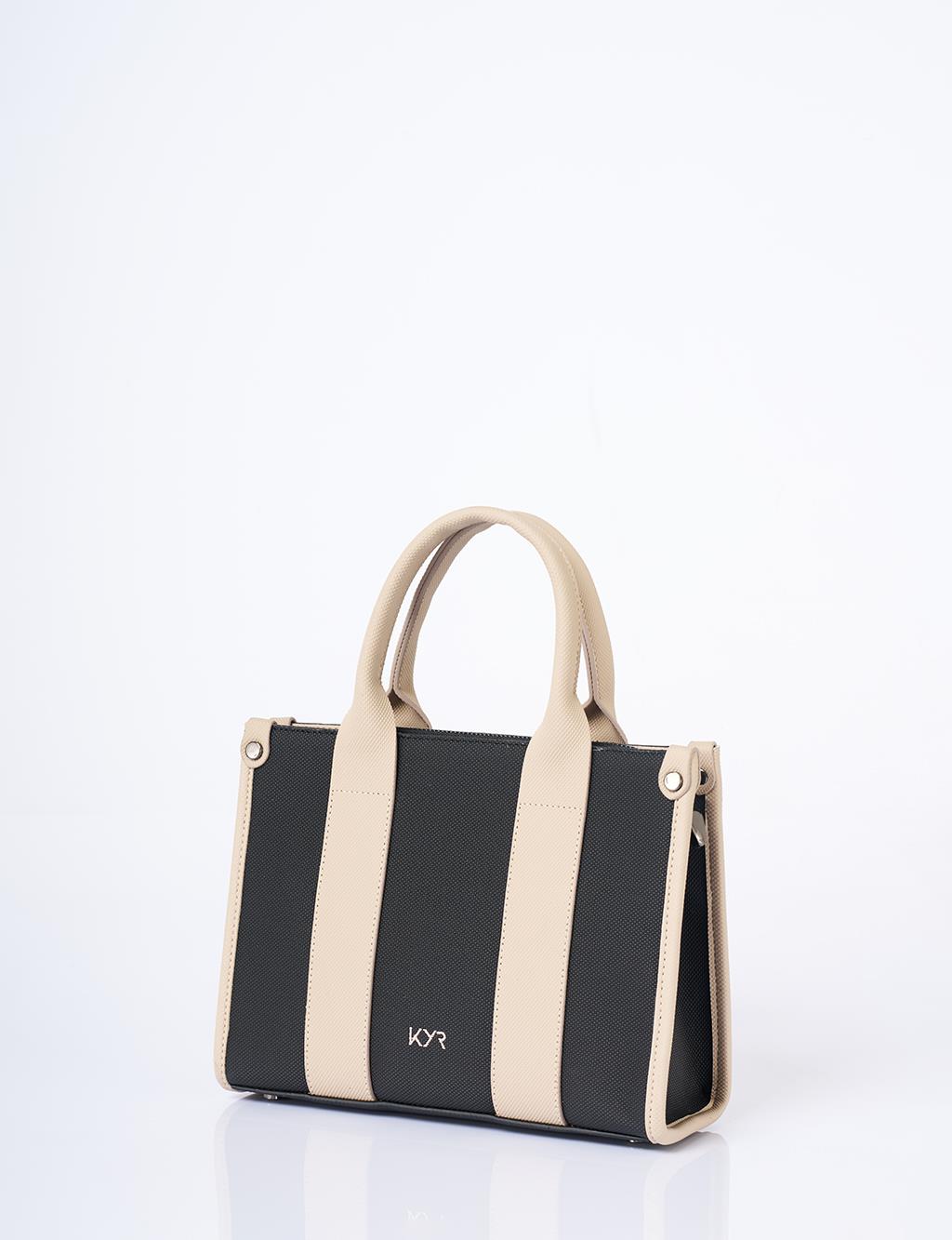 Logo Detailed Tote Bag Black Taupe
