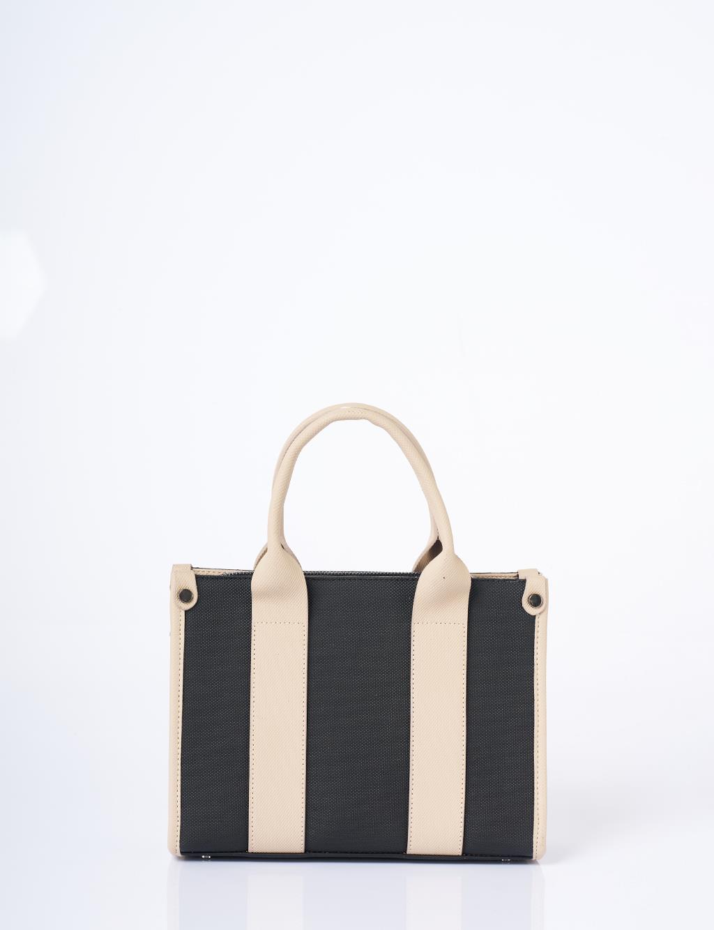 Logo Detailed Tote Bag Black Taupe