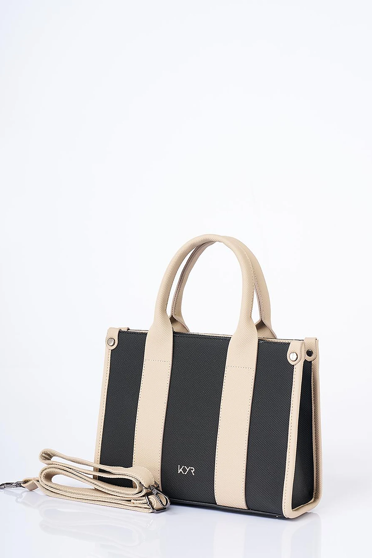 Logo Detailed Tote Bag Black Taupe