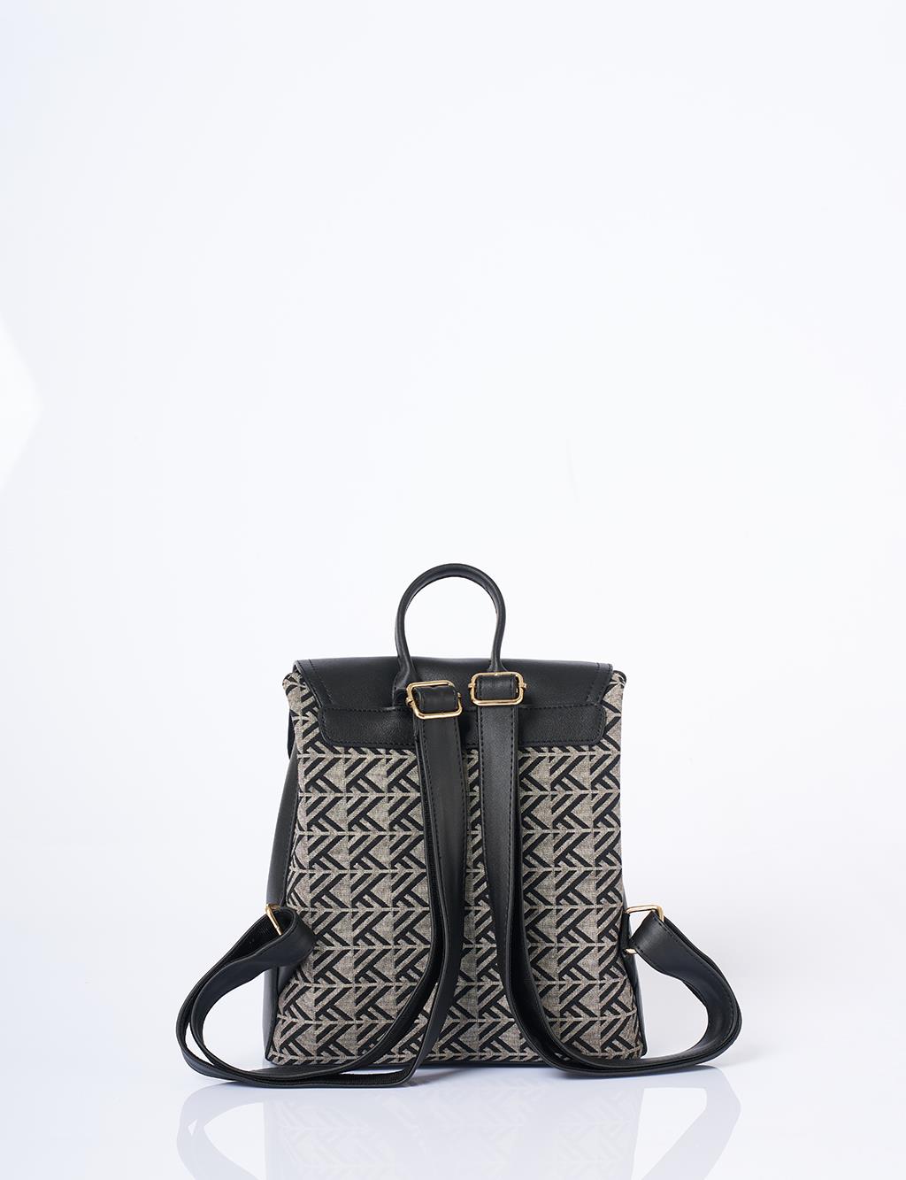 Monogram Pattern Medium Shopper Bag Black