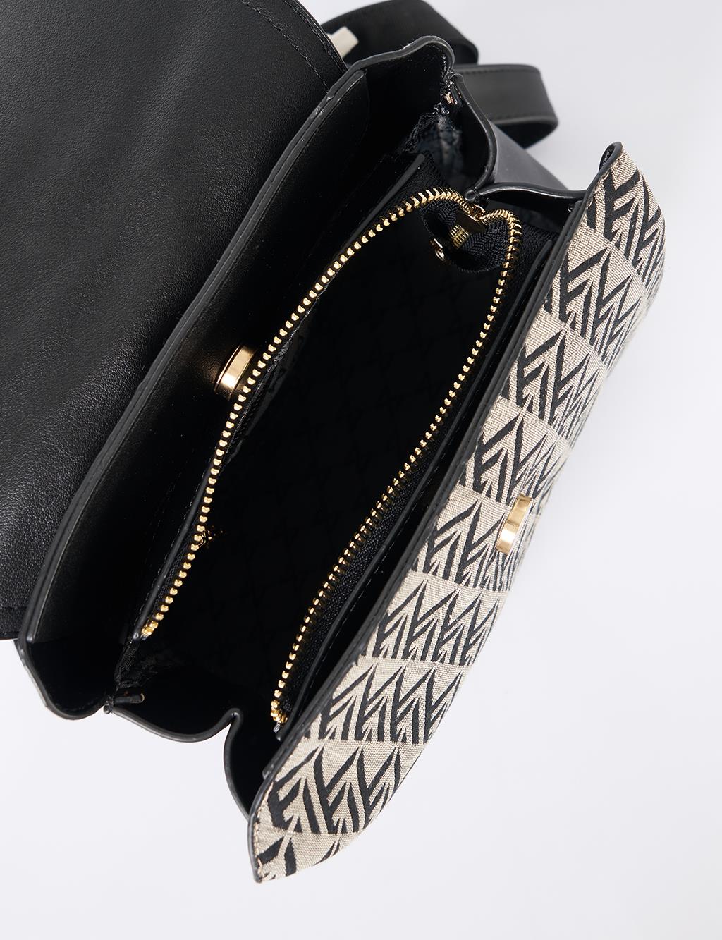 Monogram Pattern Medium Shopper Bag Black