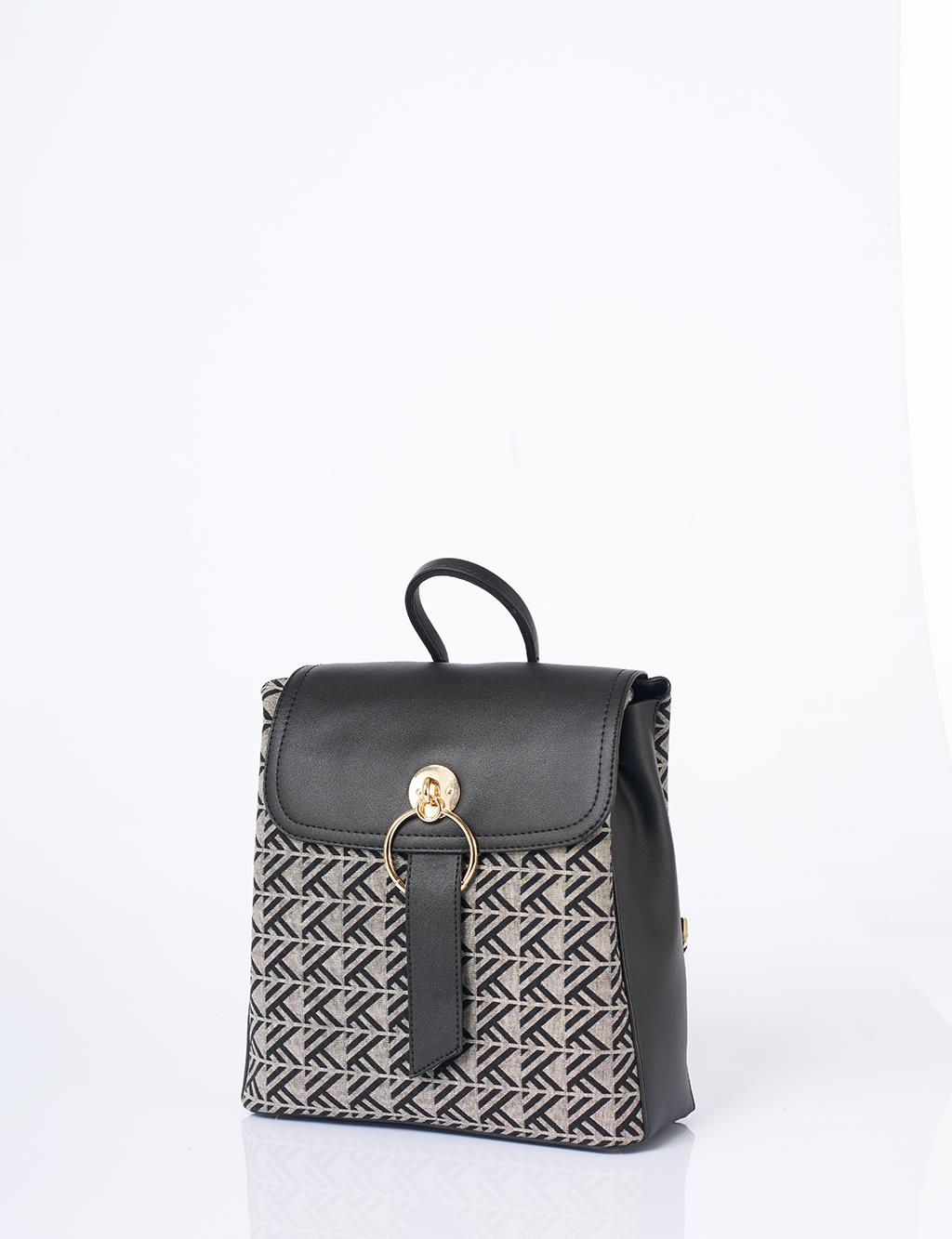 Monogram Pattern Medium Shopper Bag Black