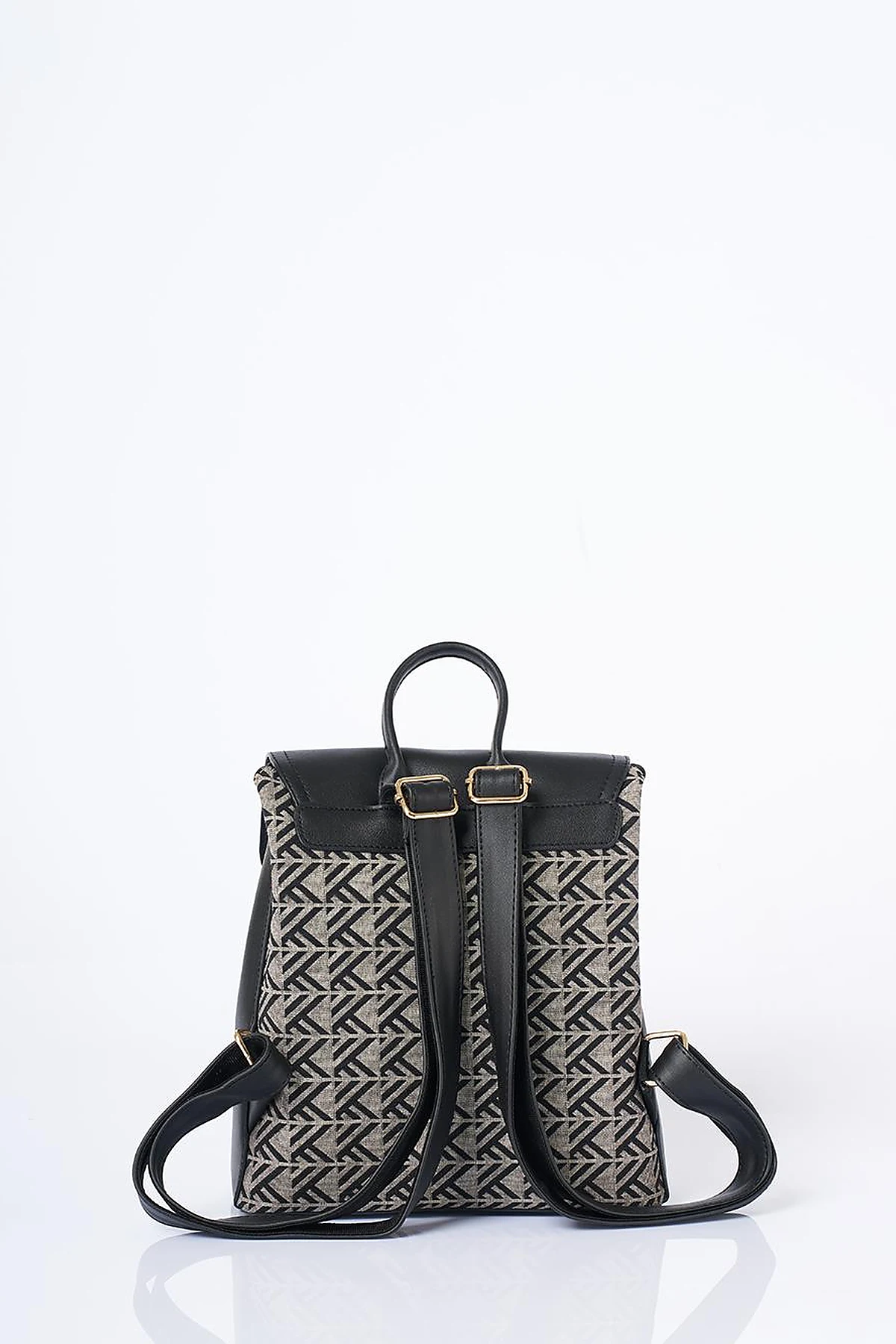 Monogram Desen Orta Boy Shopper Çanta Siyah