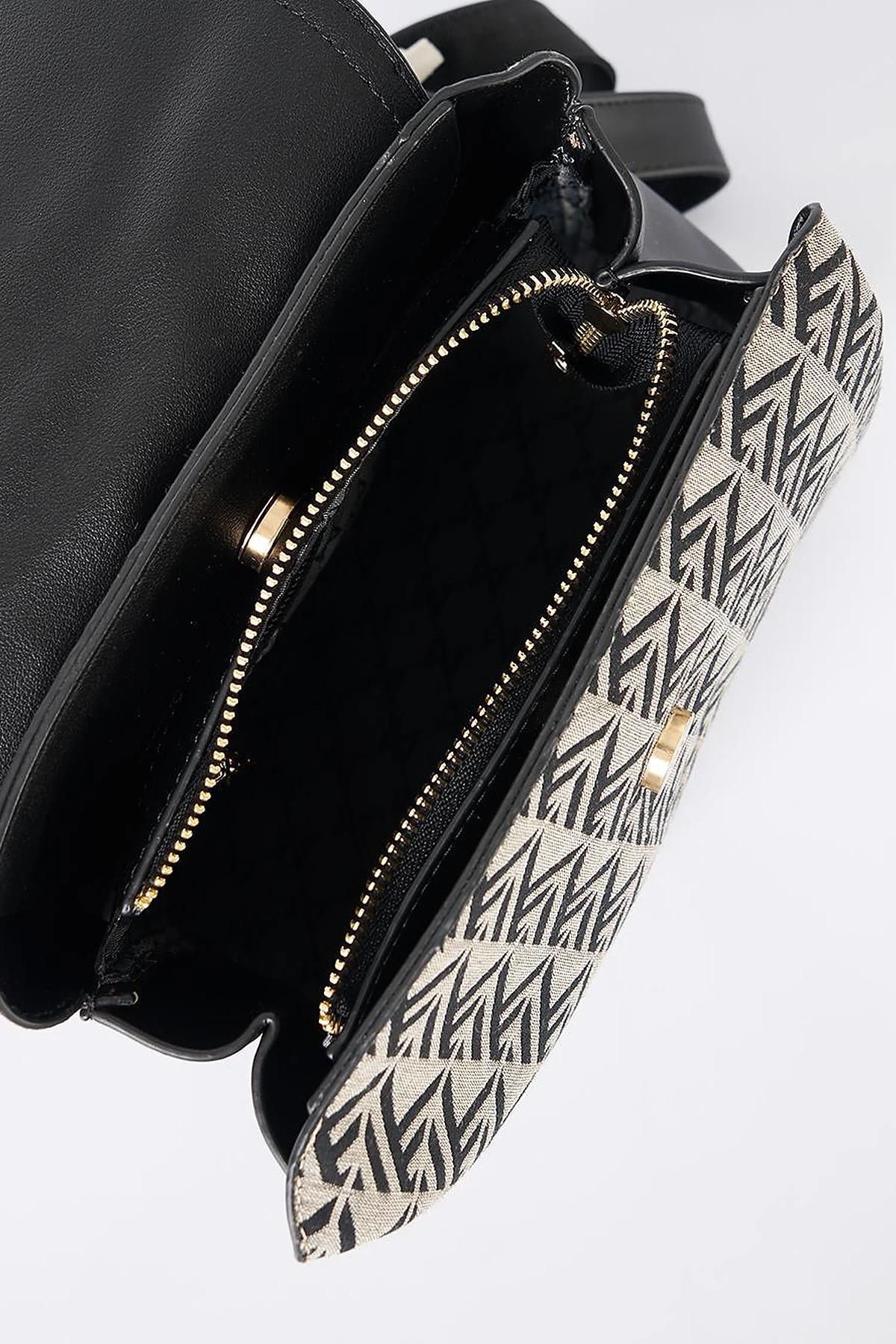 Monogram Desen Orta Boy Shopper Çanta Siyah
