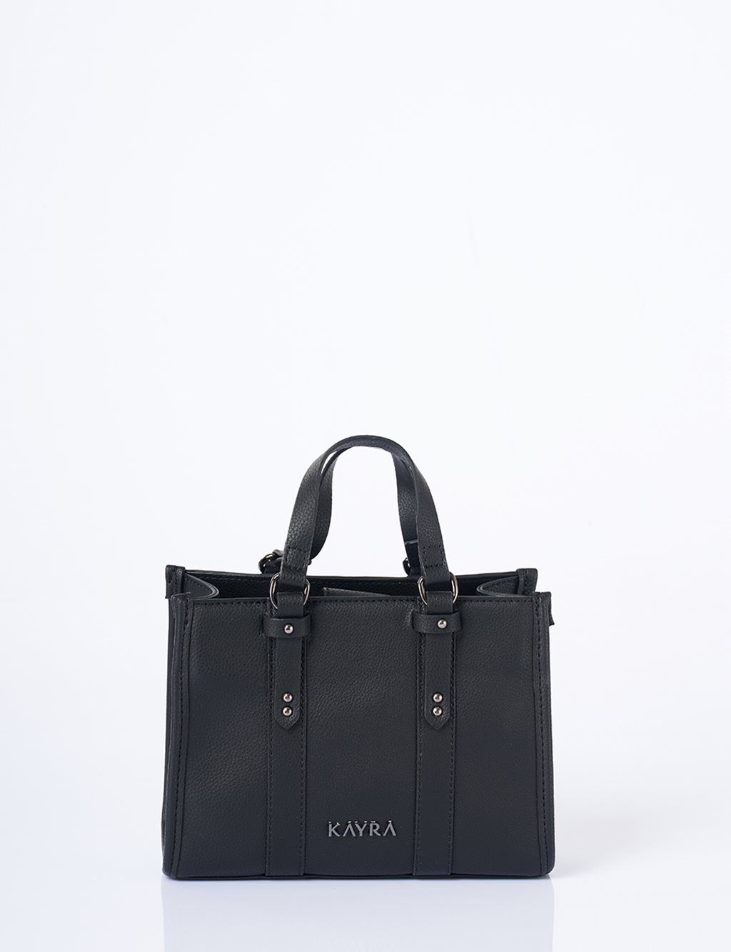 Shoulder Strap Snap Closure Faux Leather Tote Bag Black