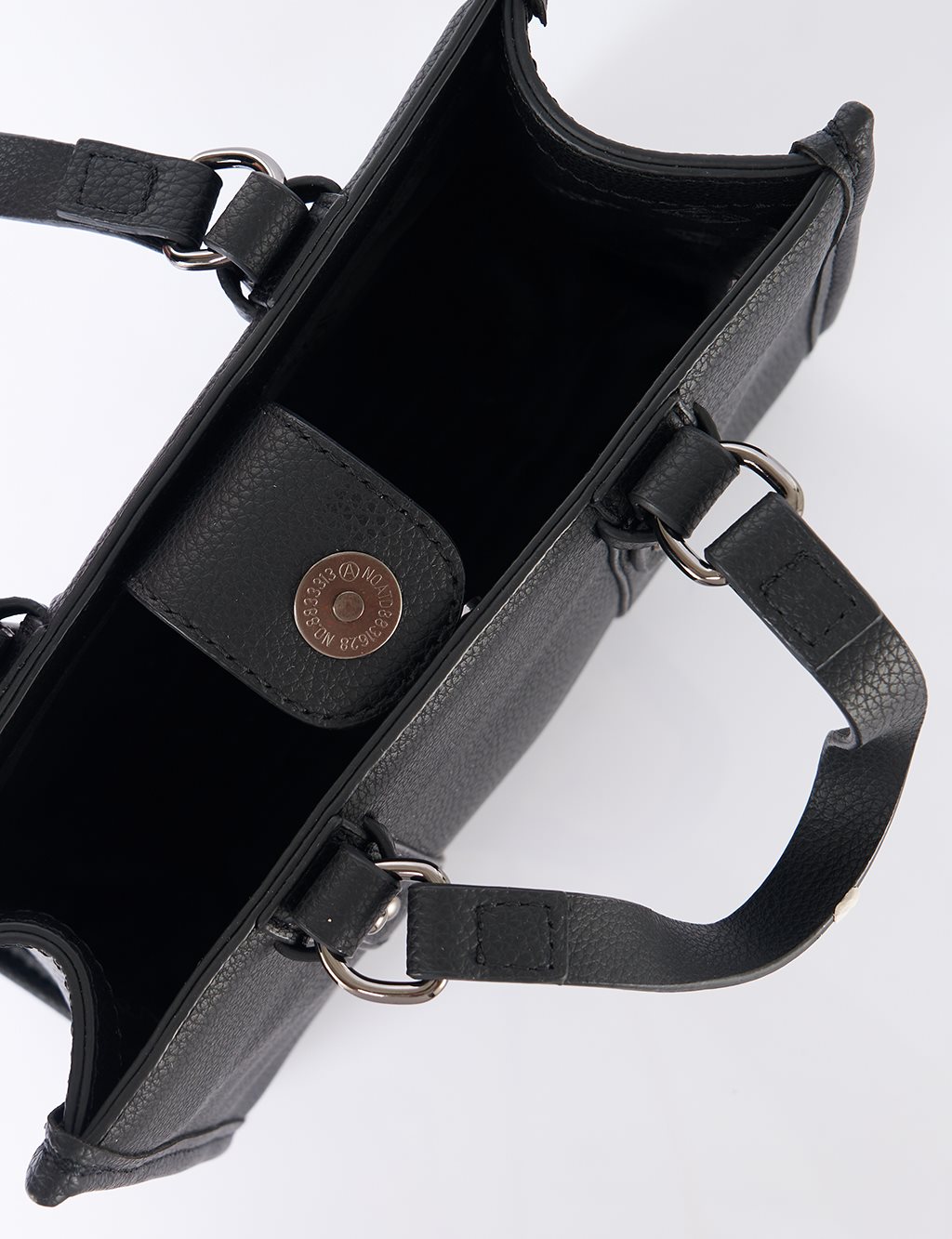 Shoulder Strap Snap Closure Faux Leather Tote Bag Black