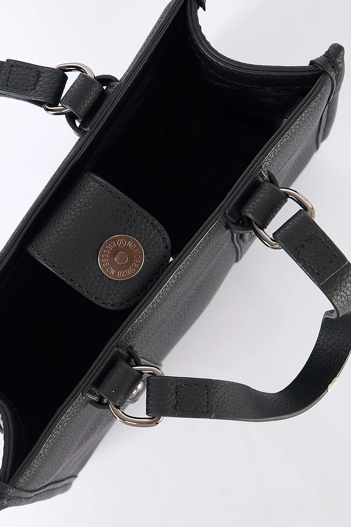 Shoulder Strap Snap Closure Faux Leather Tote Bag Black
