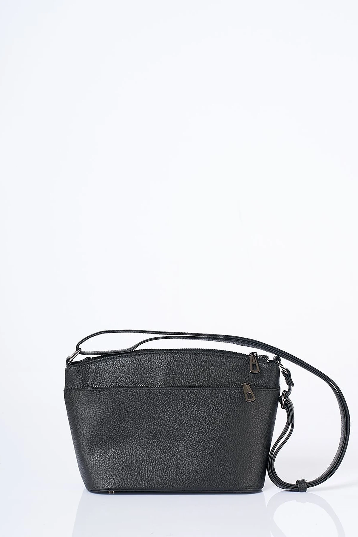 Multi-Compartment Faux Leather Bag Black