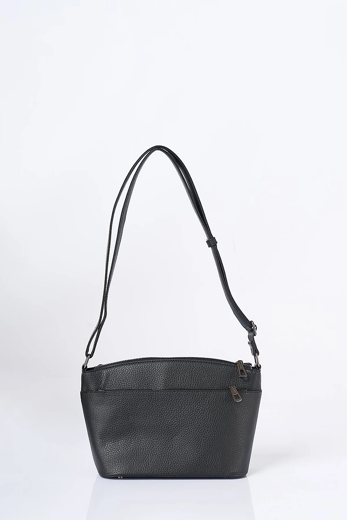Multi-Compartment Faux Leather Bag Black