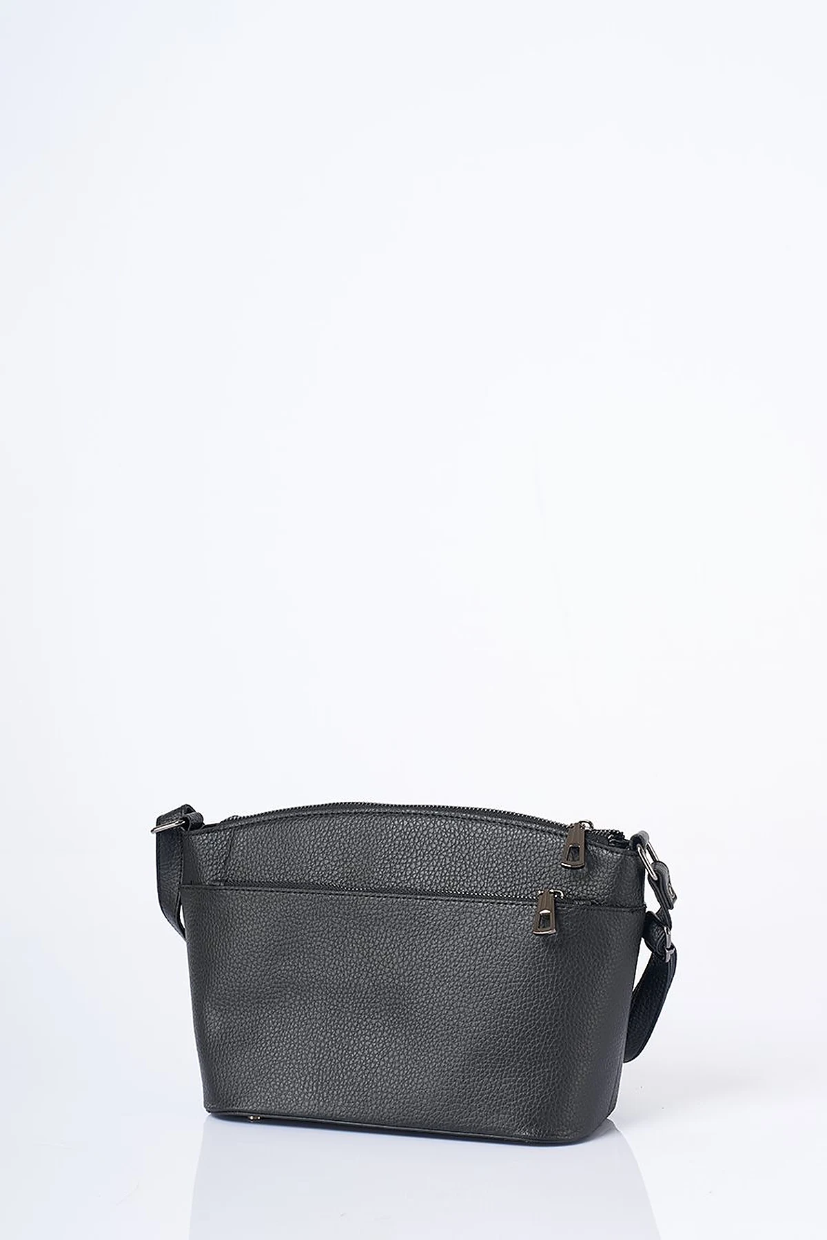 Multi-Compartment Faux Leather Bag Black