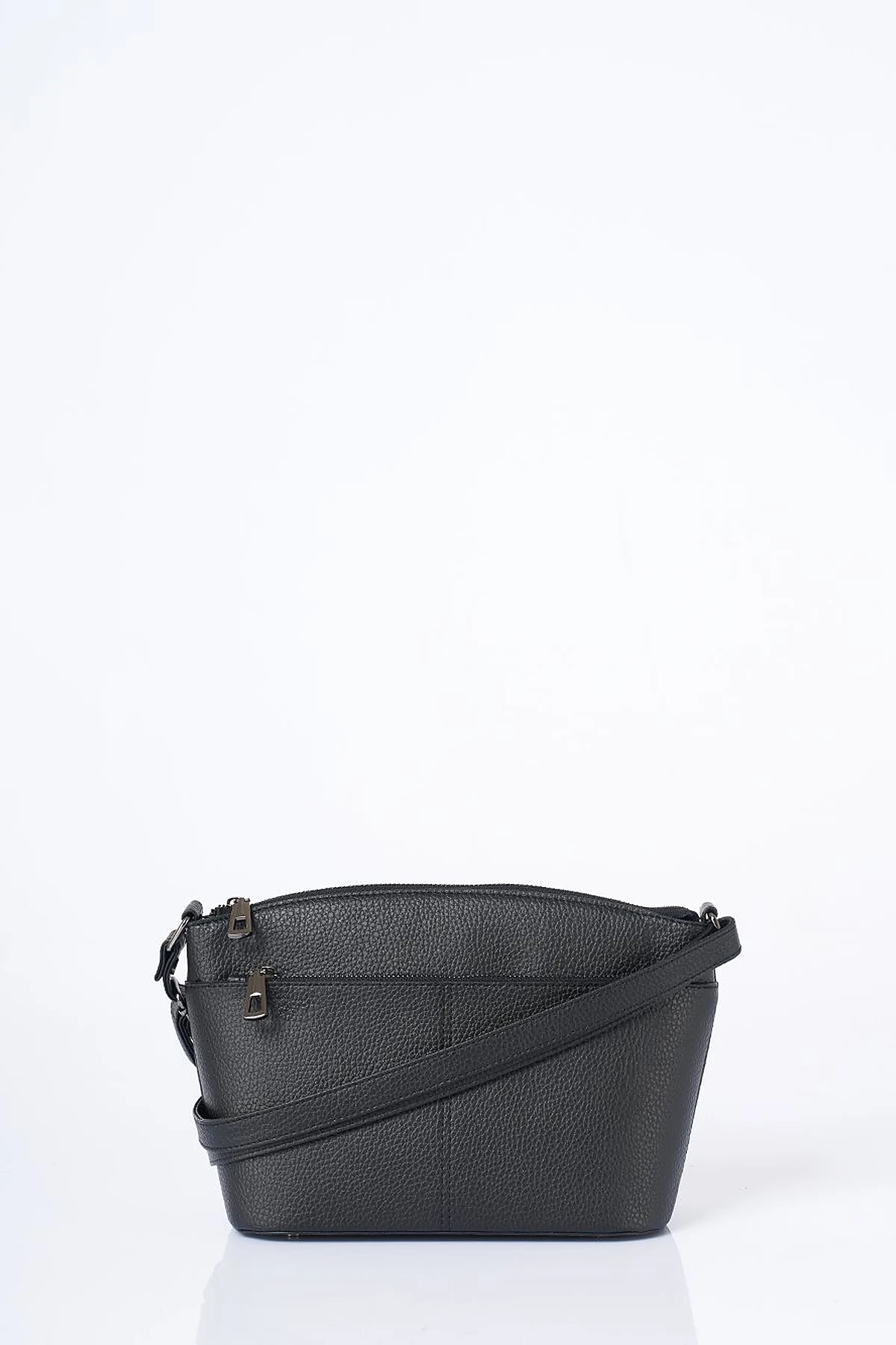 Multi-Compartment Faux Leather Bag Black