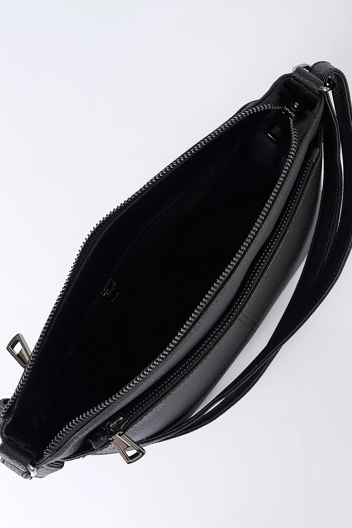 Multi-Compartment Faux Leather Bag Black