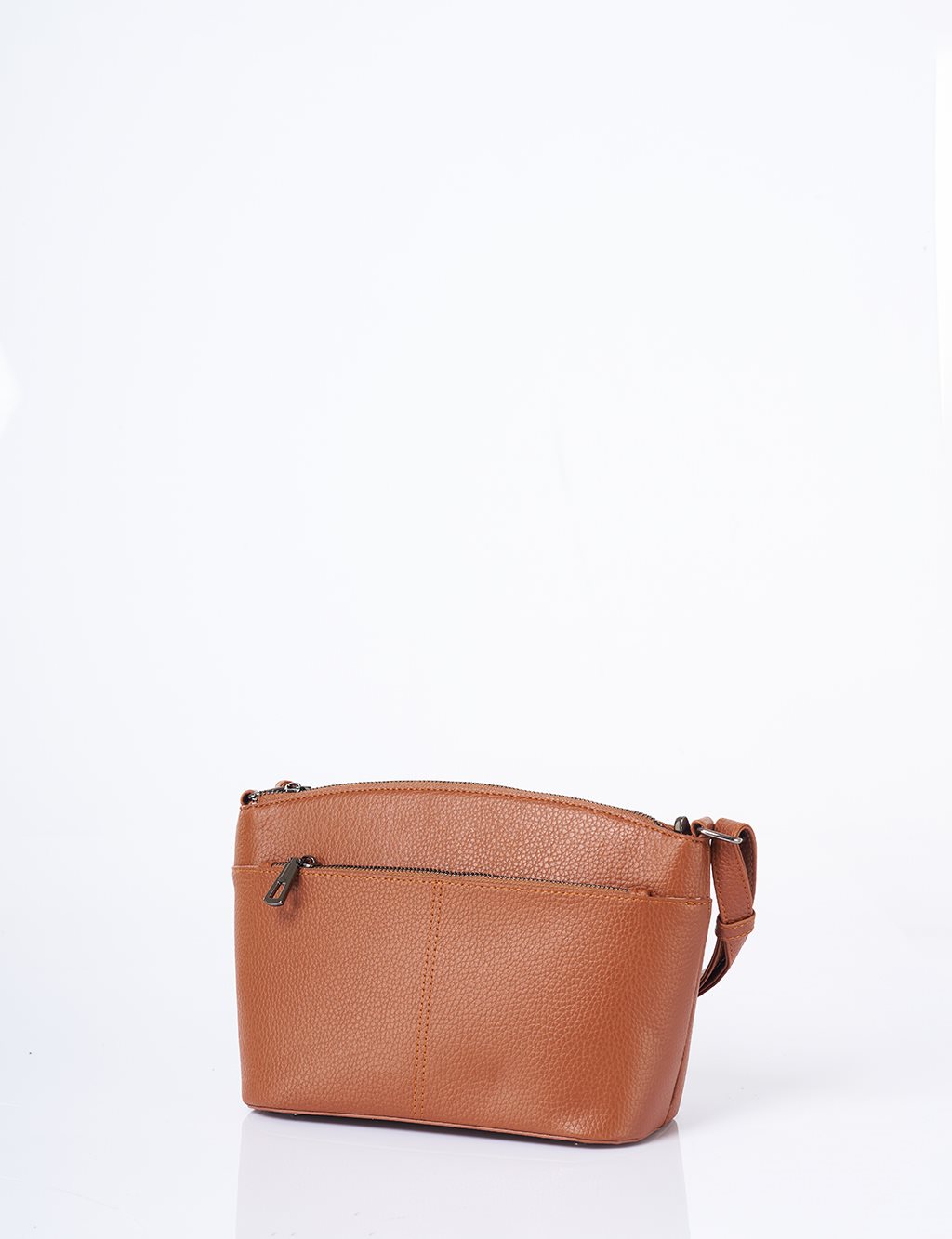 Multi-Compartment Faux Leather Bag Tan
