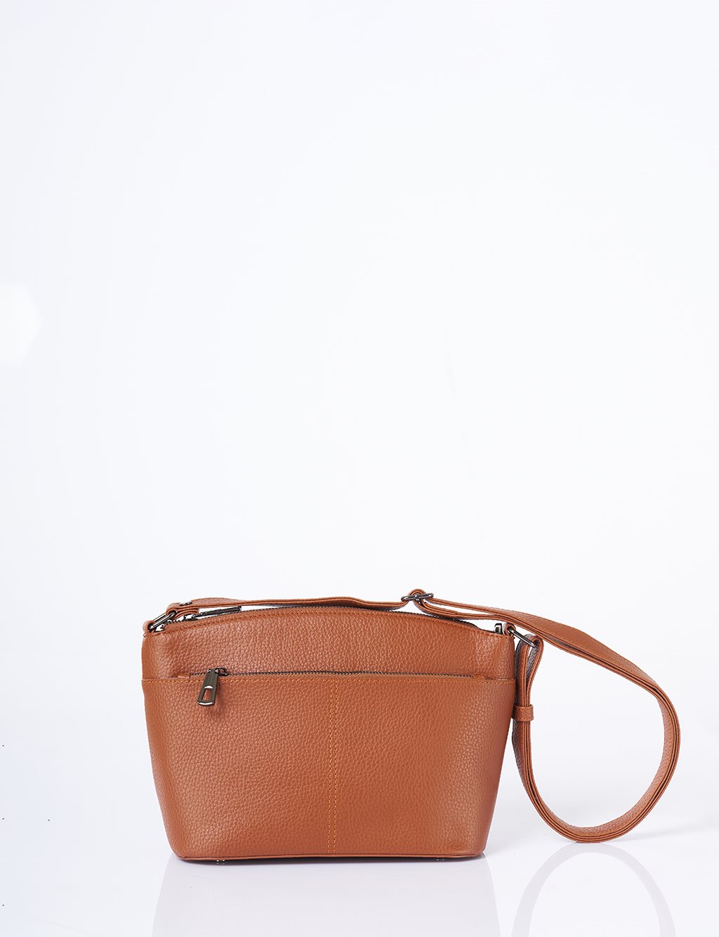 Multi-Compartment Faux Leather Bag Tan