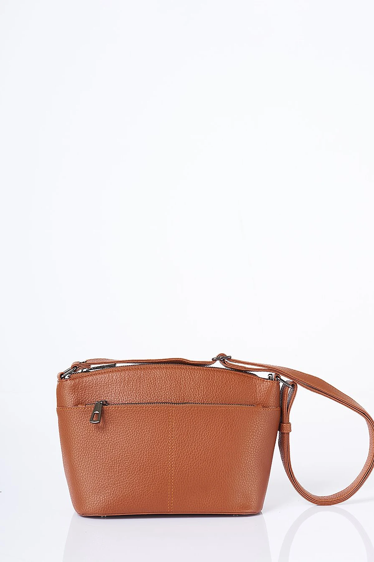 Multi-Compartment Faux Leather Bag Tan