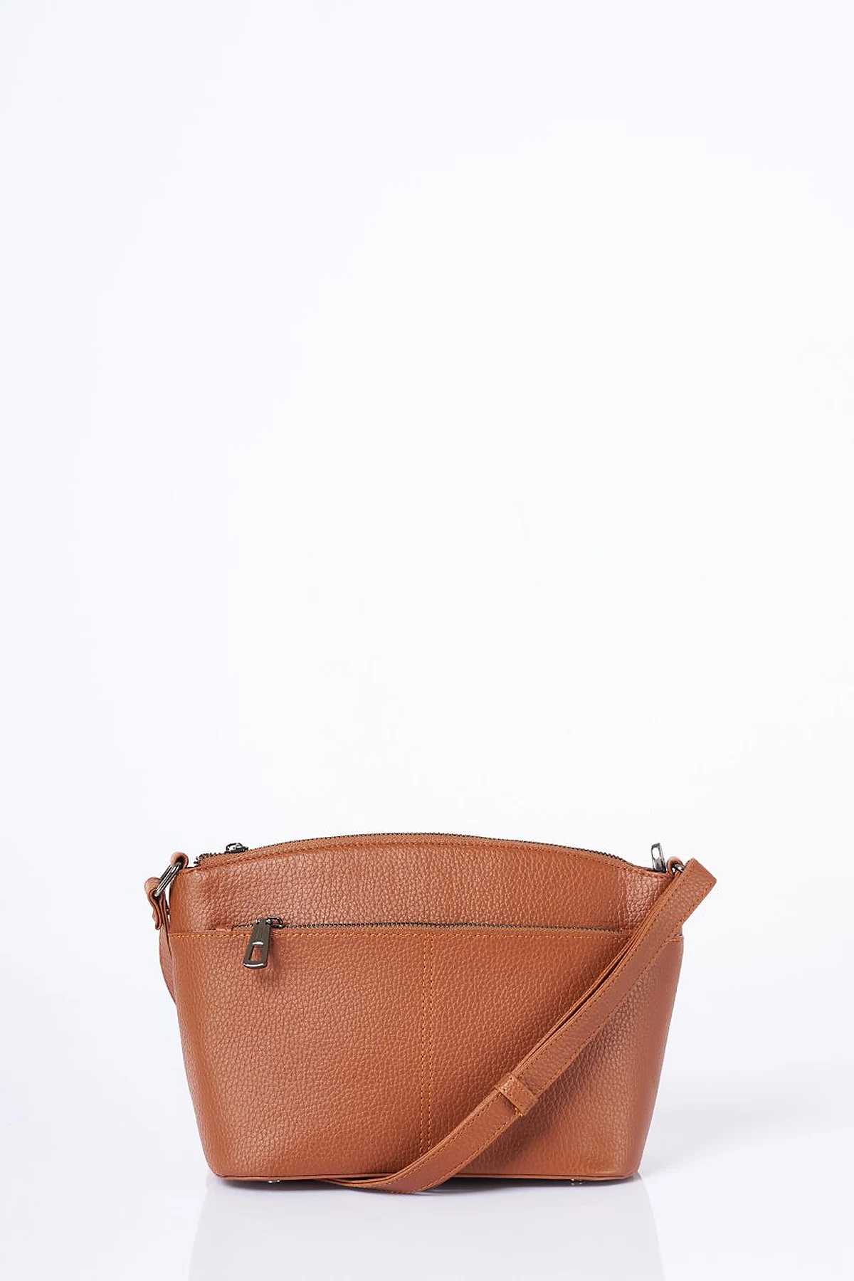 Multi-Compartment Faux Leather Bag Tan