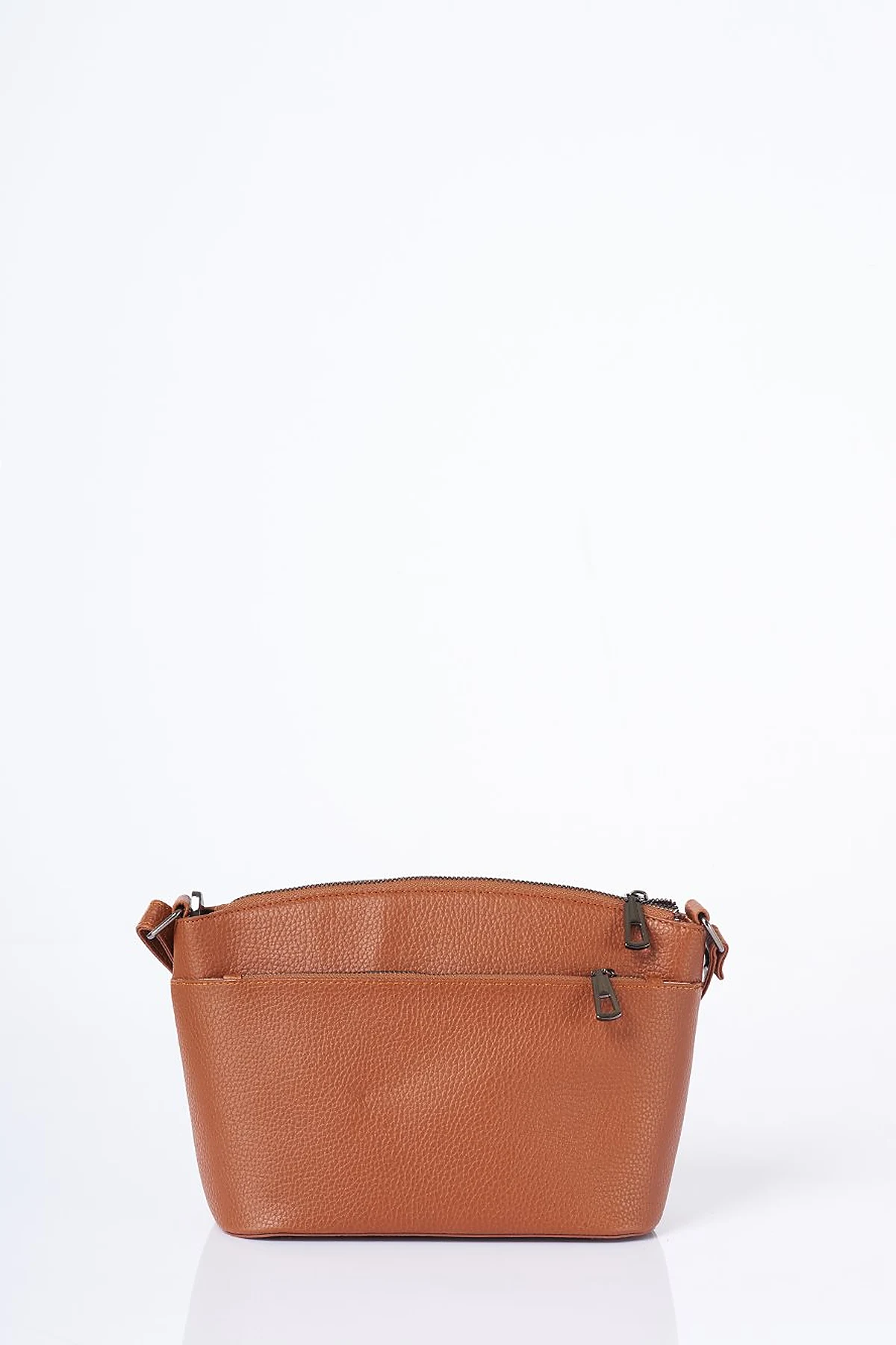 Multi-Compartment Faux Leather Bag Tan