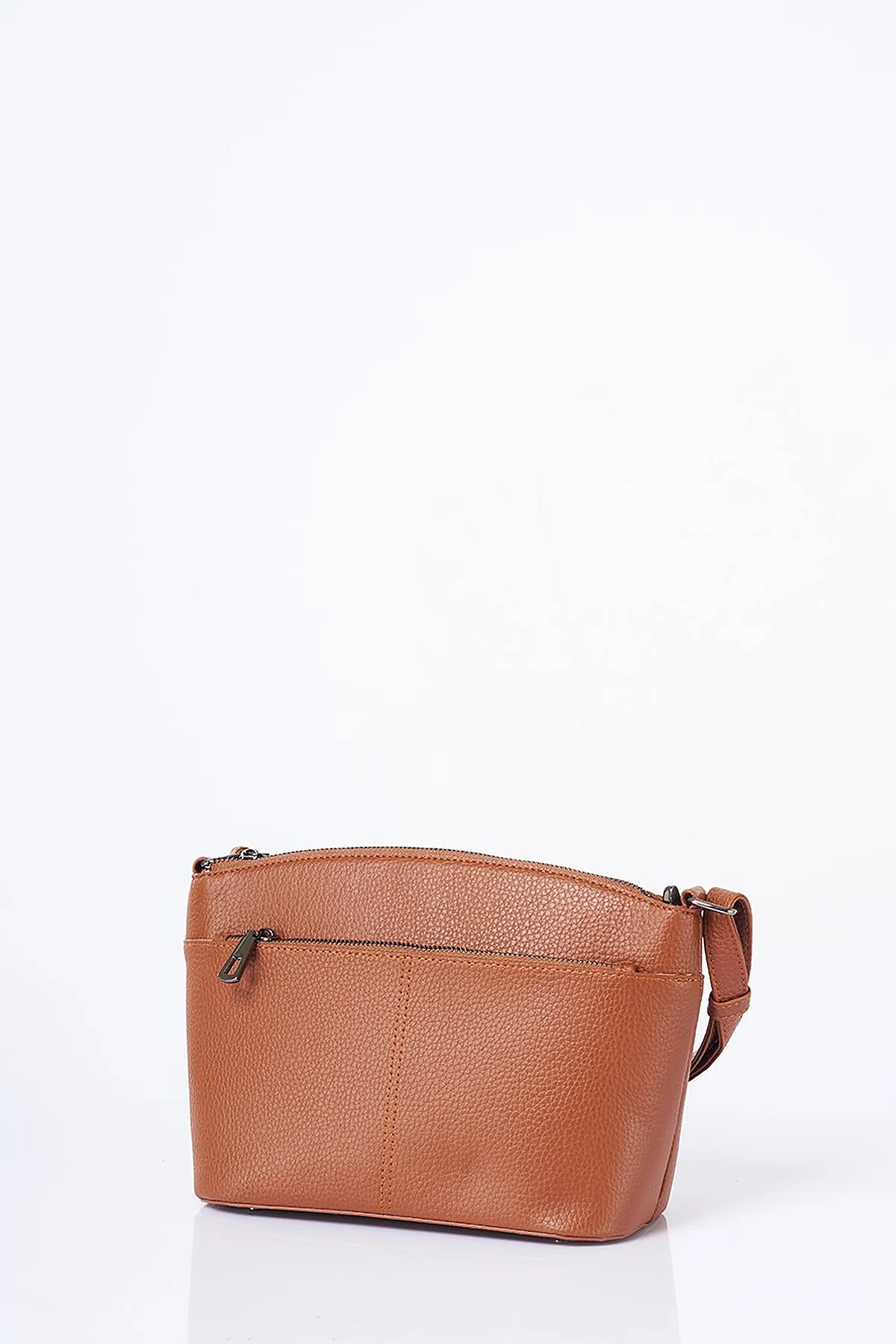 Multi-Compartment Faux Leather Bag Tan