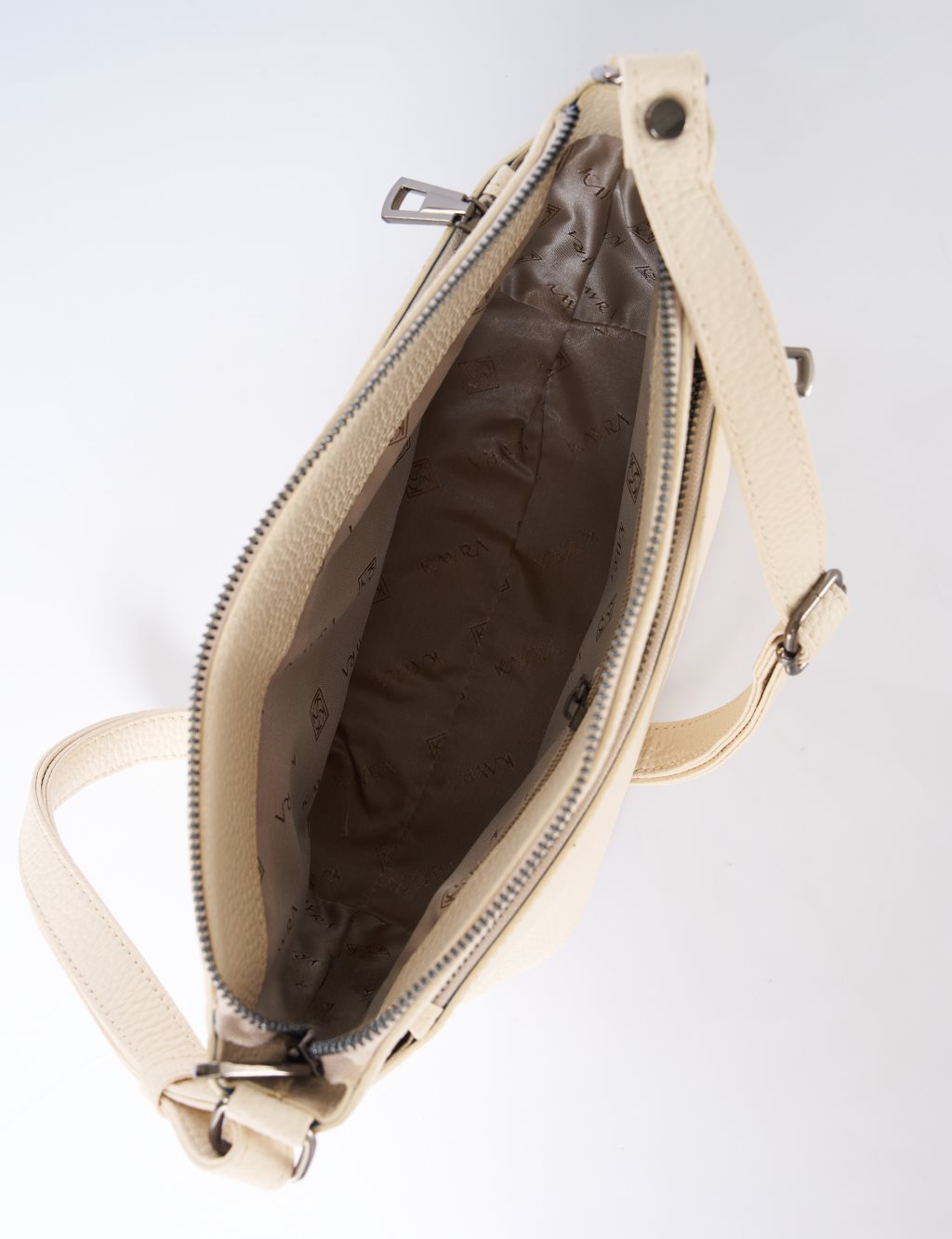 Multi-Compartment Faux Leather Bag Taupe