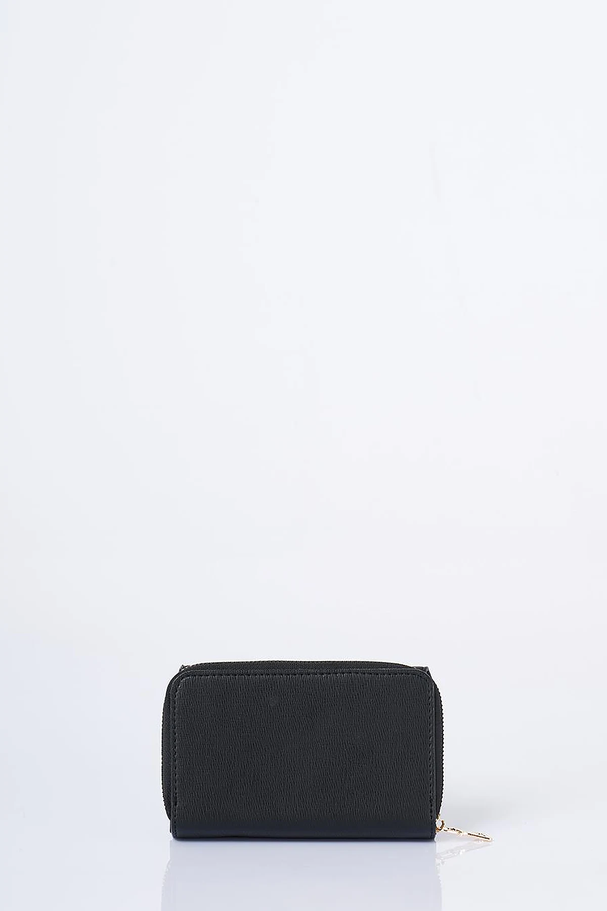 Gold Buckle Zippered Wallet Black