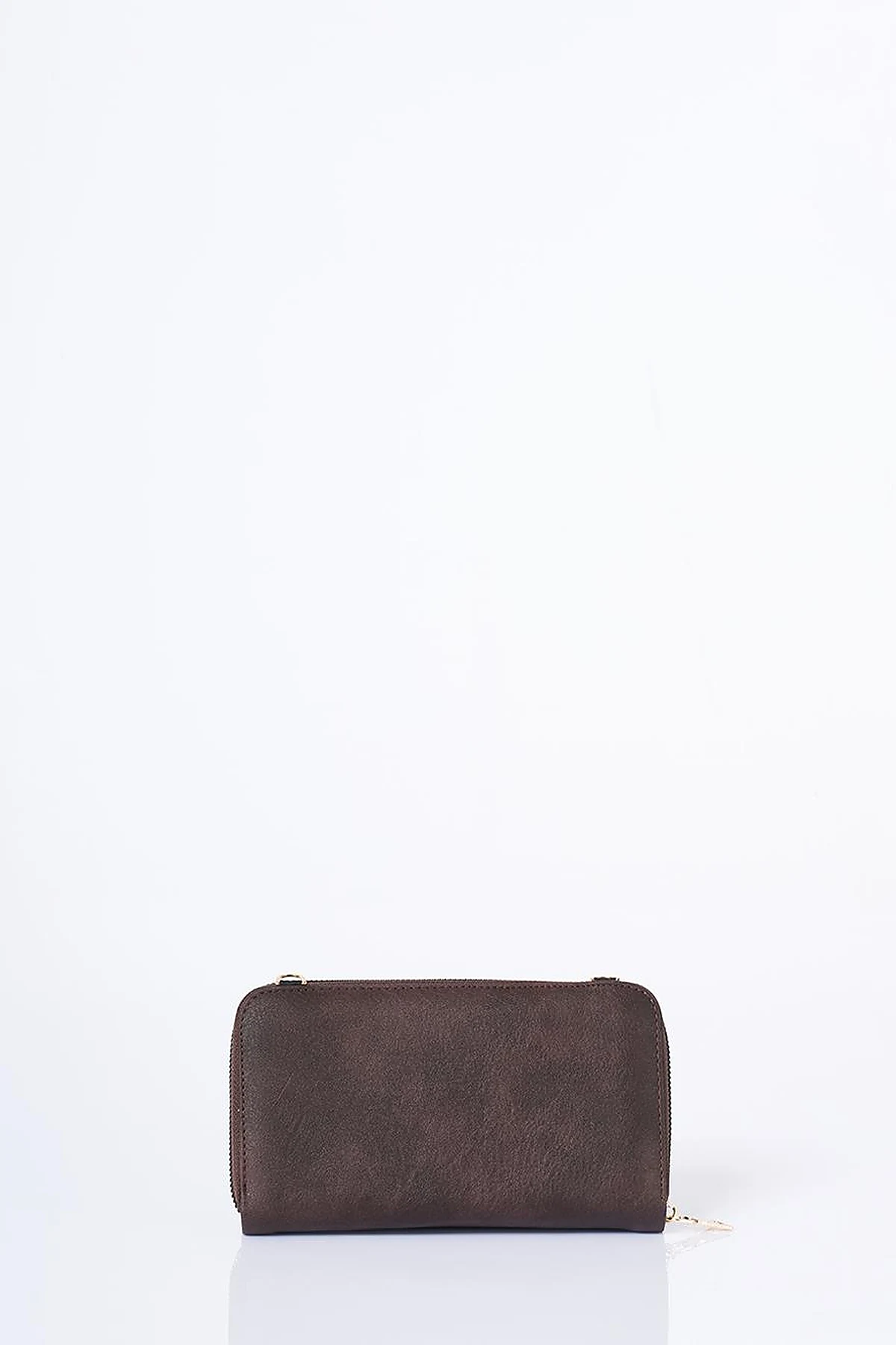 Heart Detailed Crossbody Wallet Bag Brown