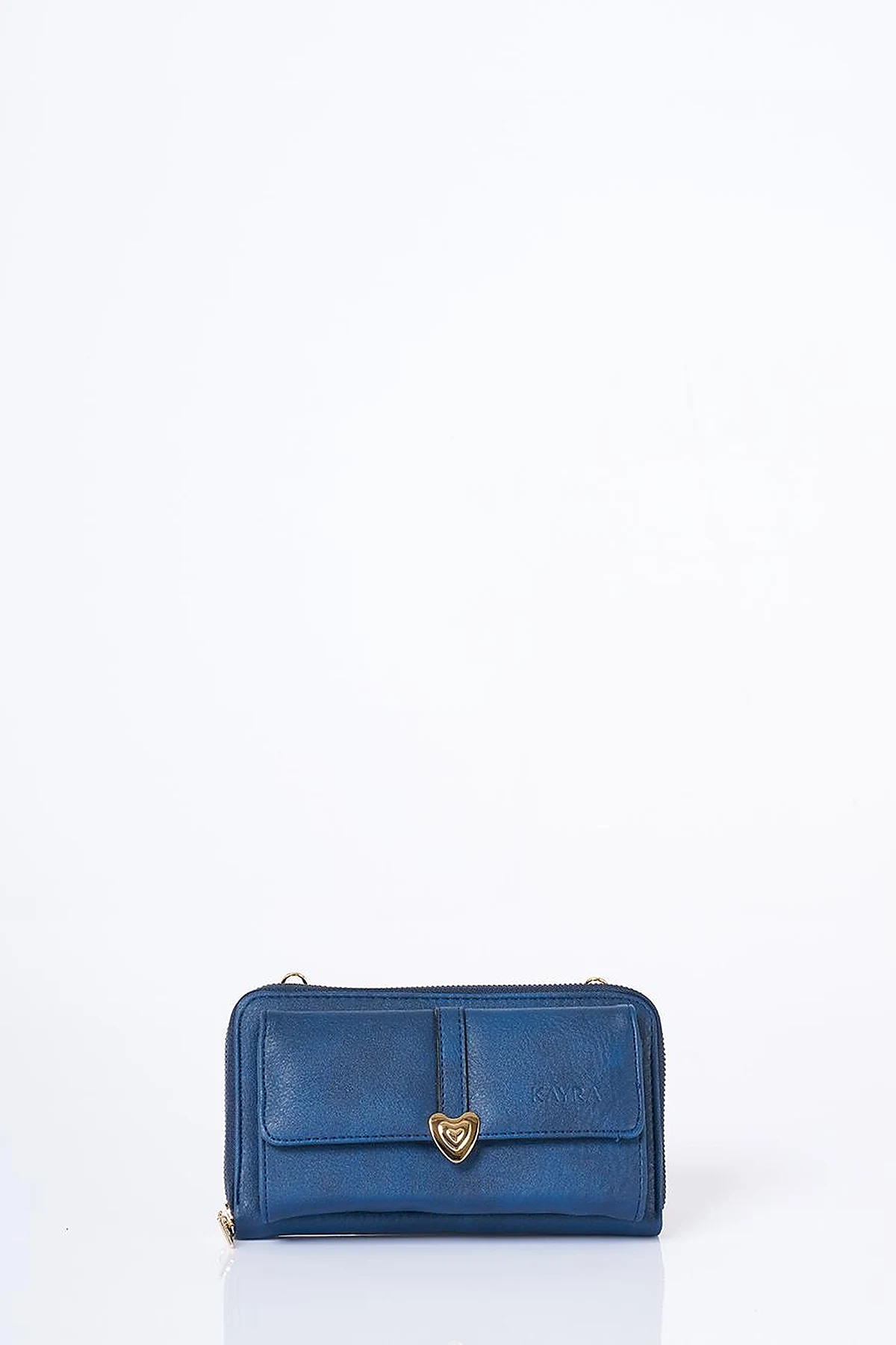 Heart Detailed Crossbody Wallet Bag Navy
