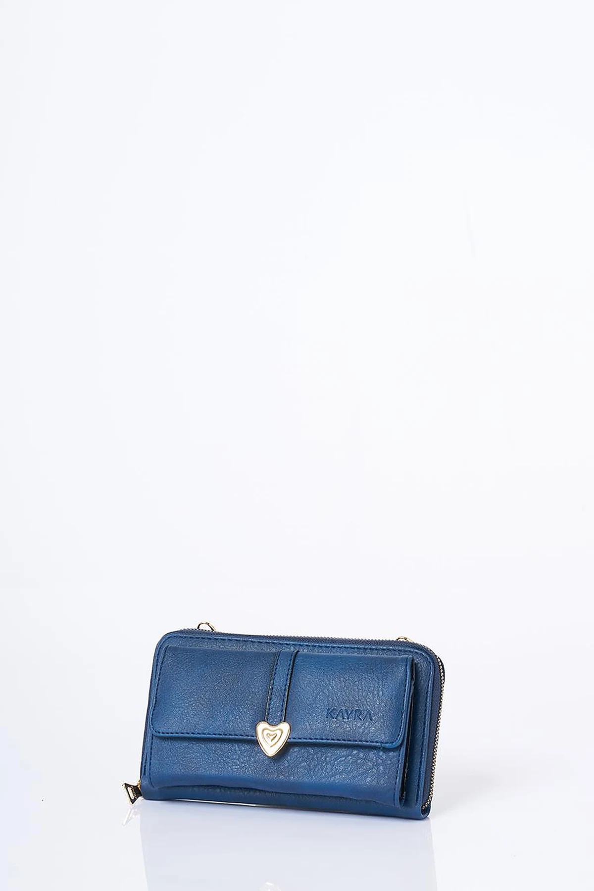 Heart Detailed Crossbody Wallet Bag Navy
