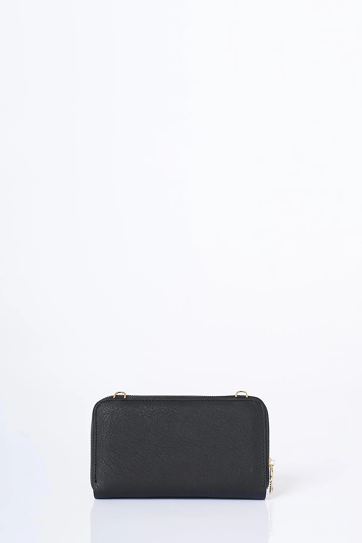 Heart Detailed Crossbody Wallet Bag Black