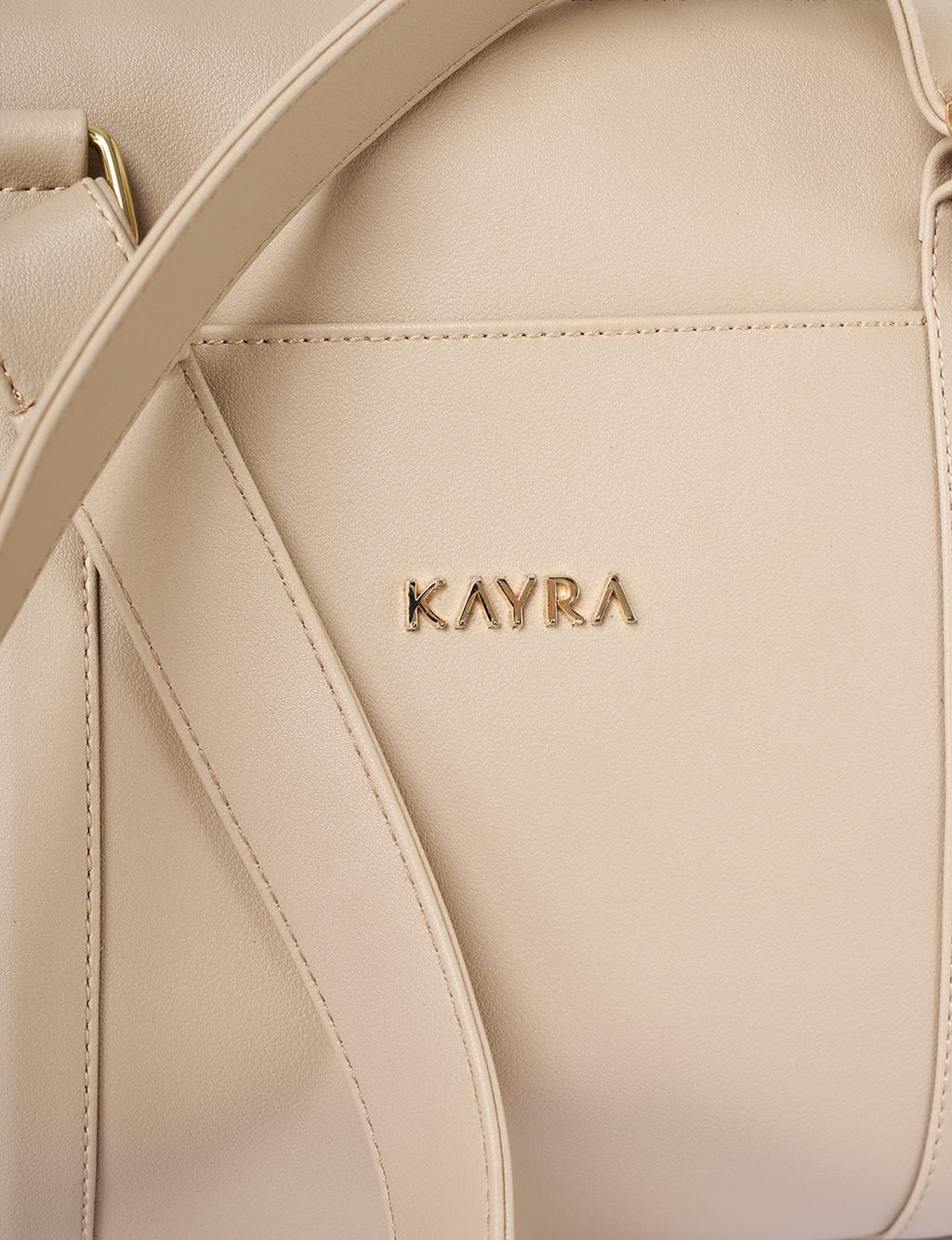 Suni Deri Uzatılabilir Askılı Büyük Boy Çanta Vizon