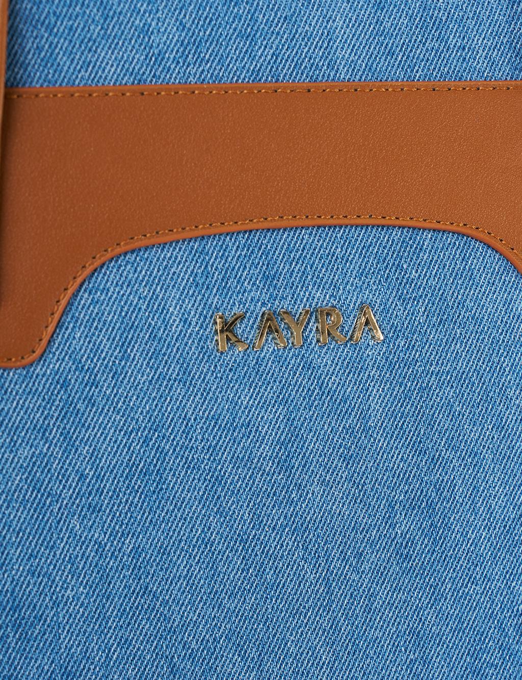 Logolu Denim Çanta İndigo