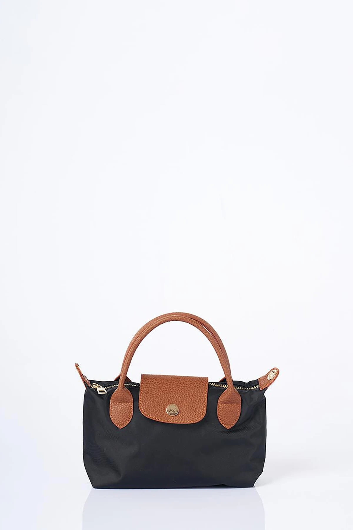 Medium Flap Fabric Bag- Black 