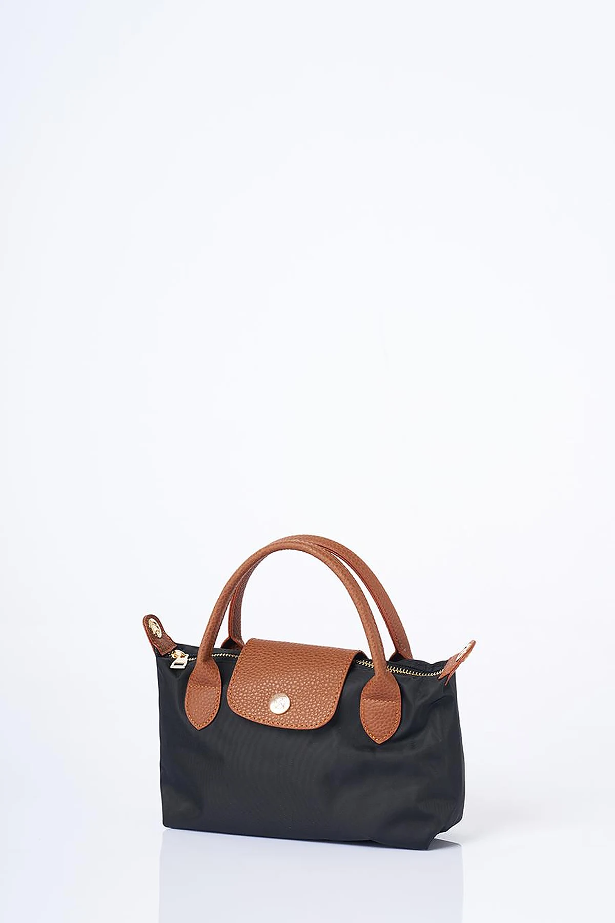 Medium Flap Fabric Bag- Black 