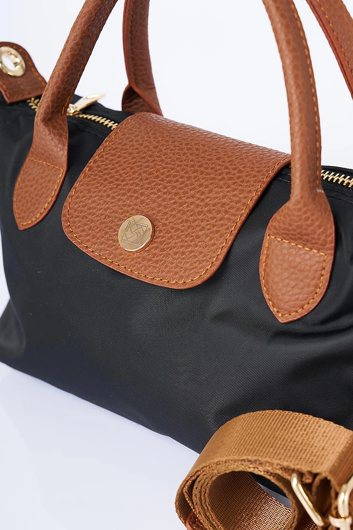 Medium Flap Fabric Bag- Black 