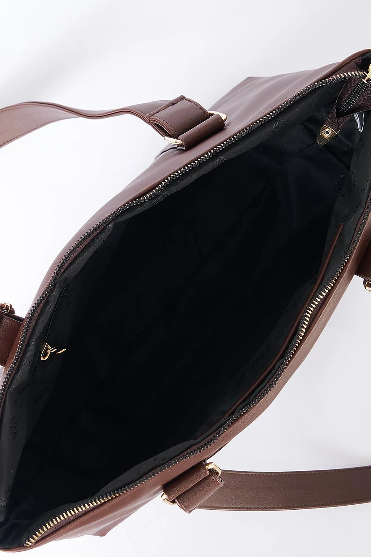 Leather Look Extendable Strap Large Bag Dark Brown