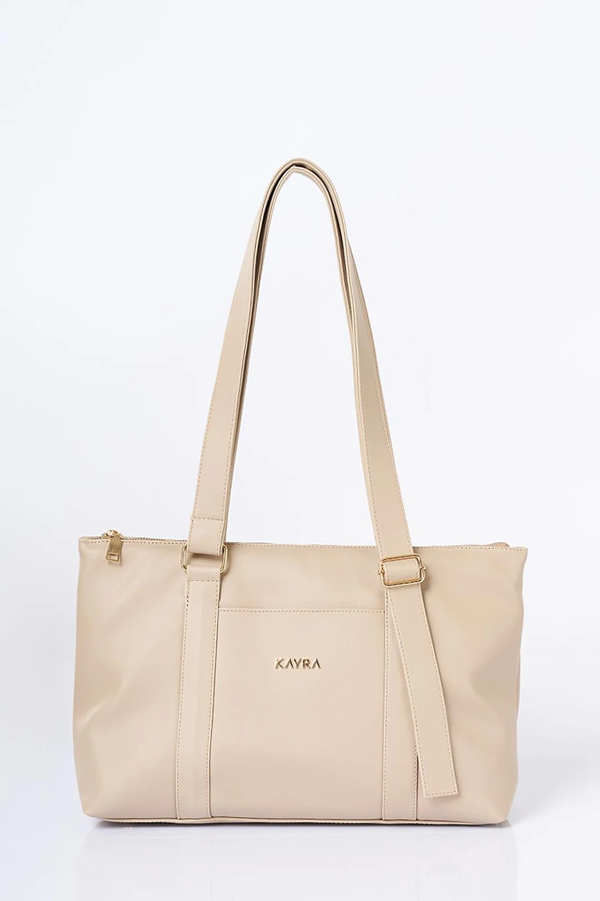 Leather Look Extendable Strap Large Bag Taupe