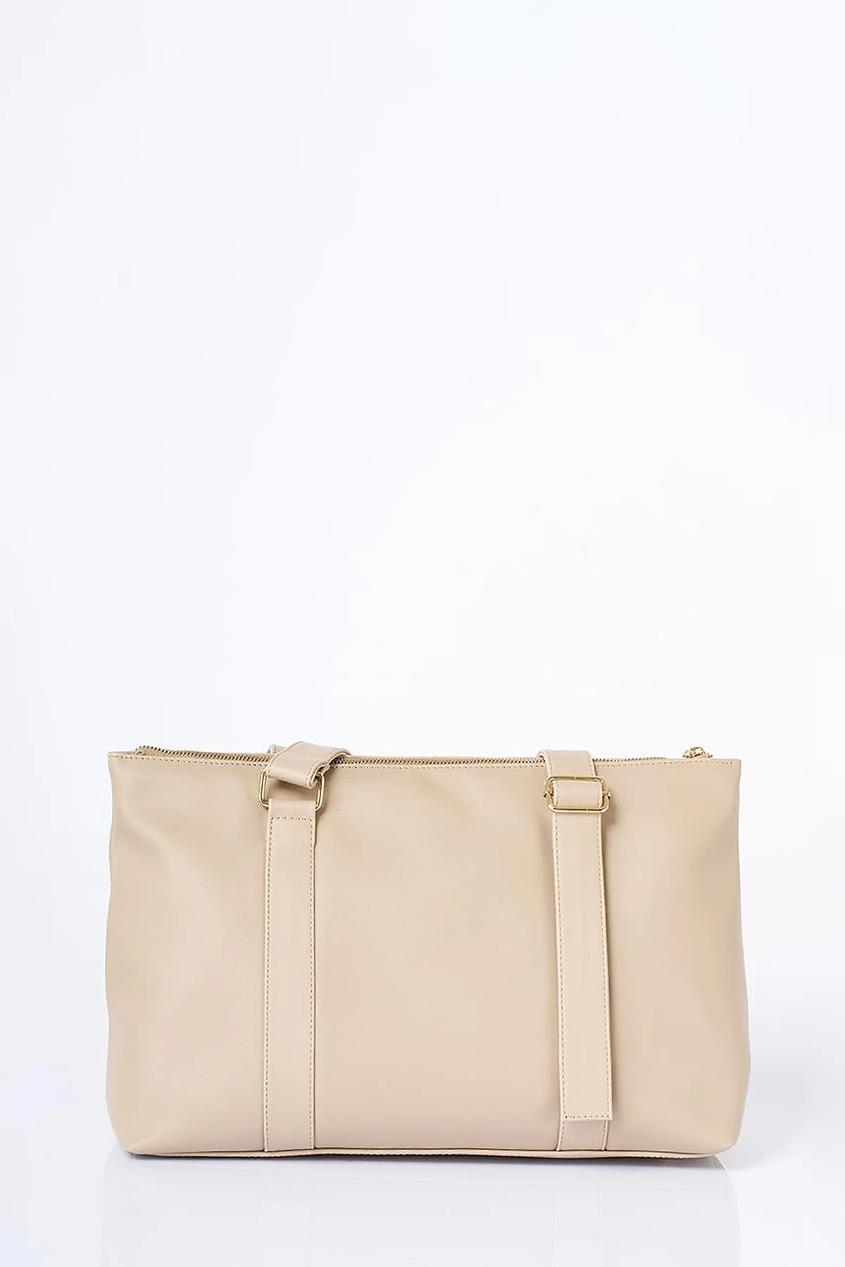 Leather Look Extendable Strap Large Bag Taupe