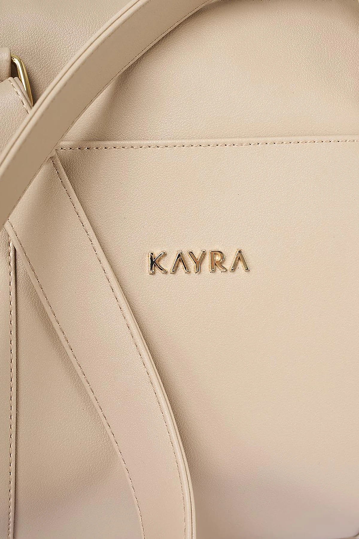 Leather Look Extendable Strap Large Bag Taupe